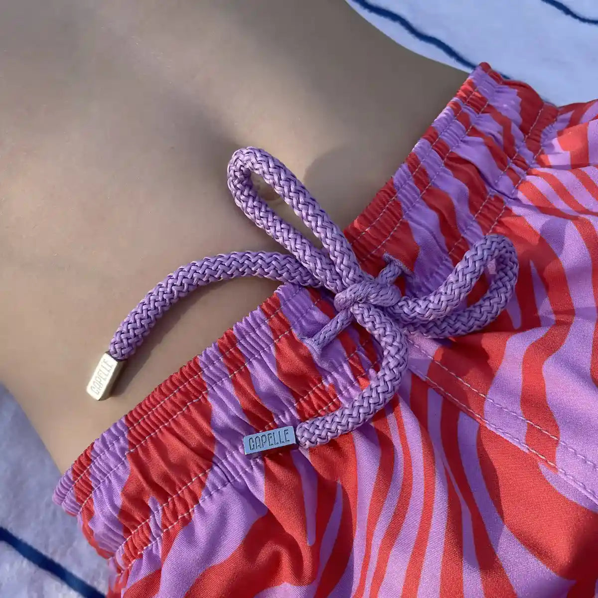 Boys Hybrid Swim & Play Shorts – Tropical Swirl - Coral and Orchid