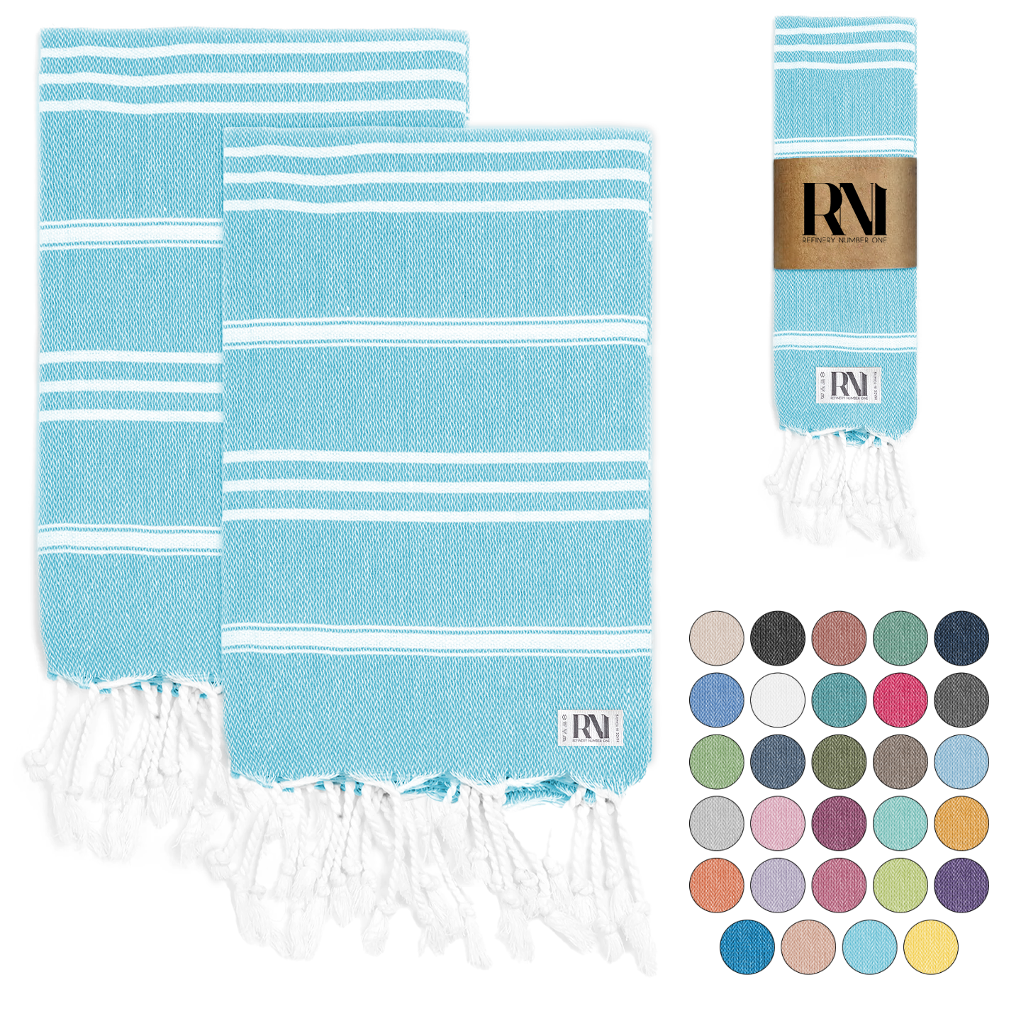 Istanbul Classic Turkish Hand Towel Set for Kitchen, Bath, Beach, Gym, Yoga and Travel