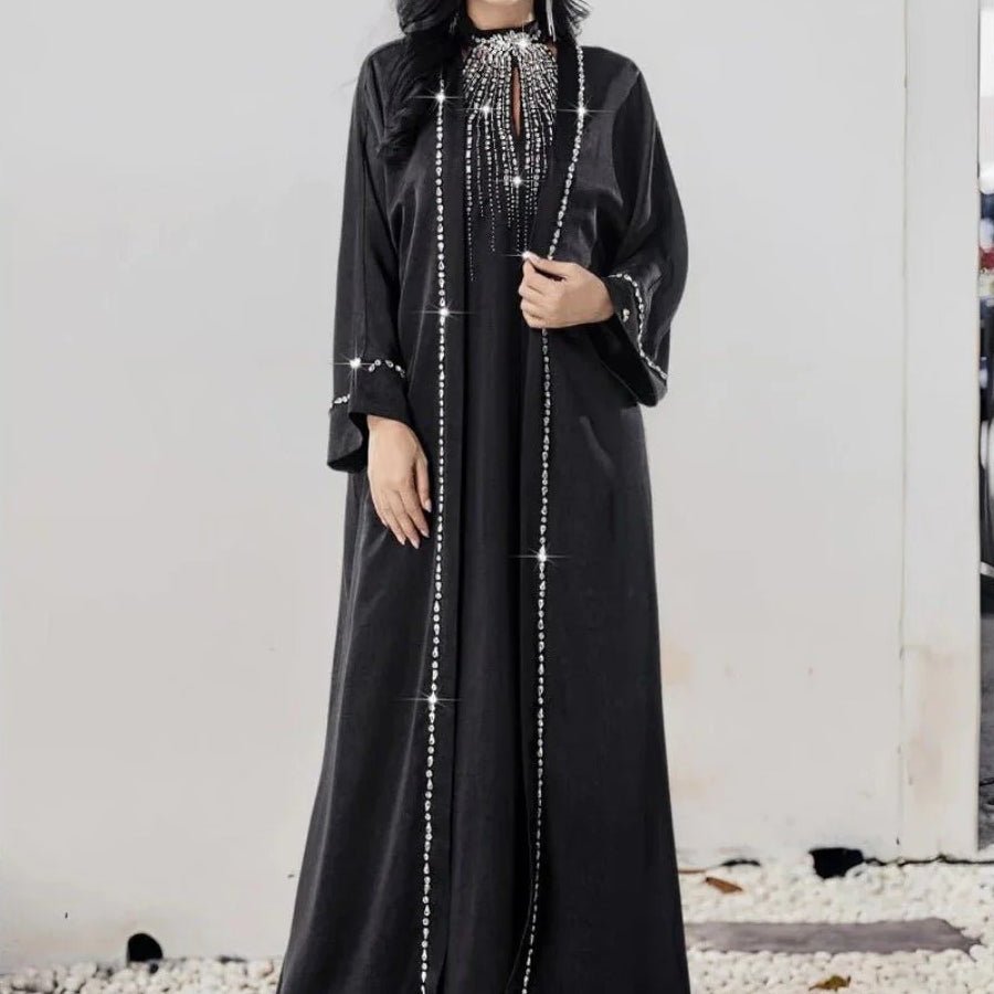 Two-Piece Kaftan Fashion Hand-Stitched Diamond Dress(MOA150)