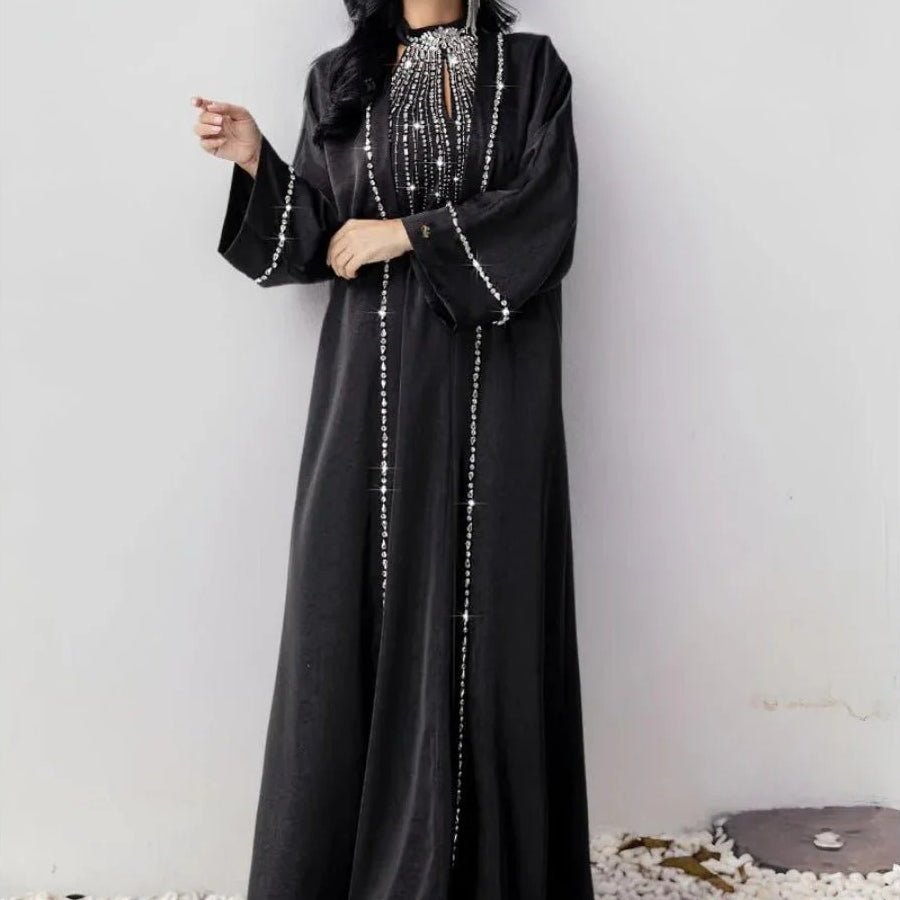 Two-Piece Kaftan Fashion Hand-Stitched Diamond Dress(MOA150)