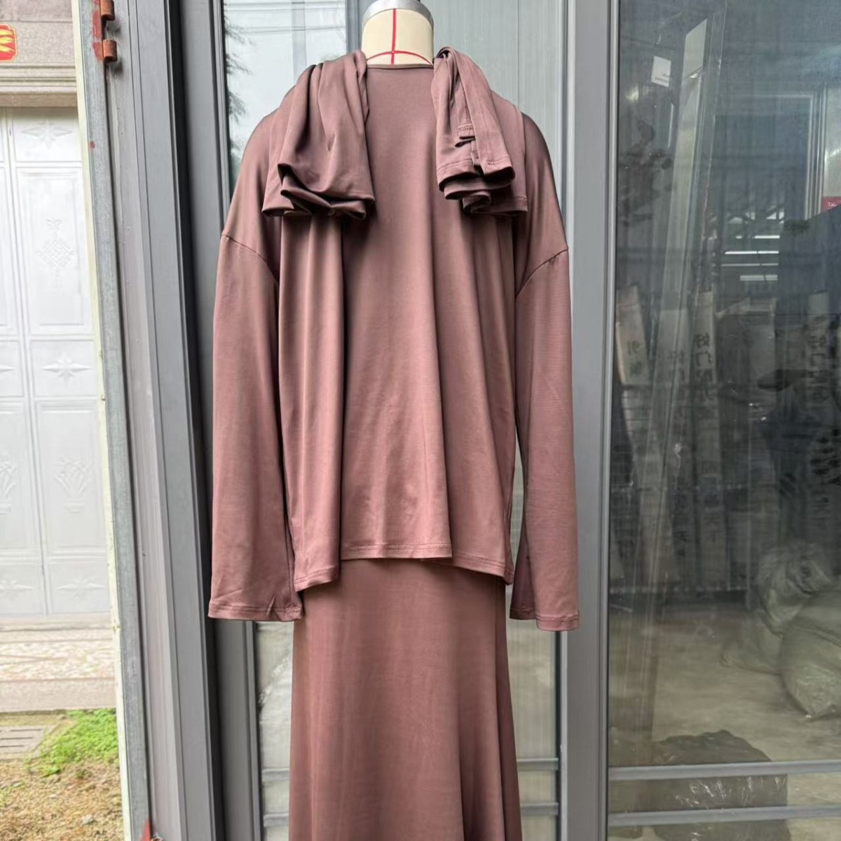 Two-Piece Modest Set with Attached Hijab (MS381)