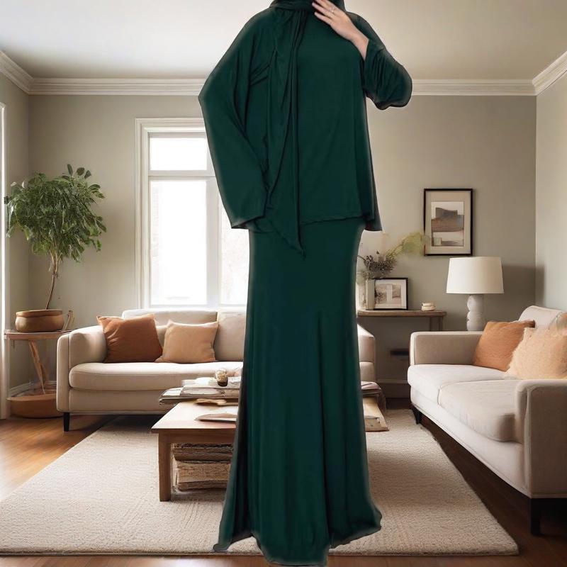 Two-Piece Modest Set with Attached Hijab (MS381)