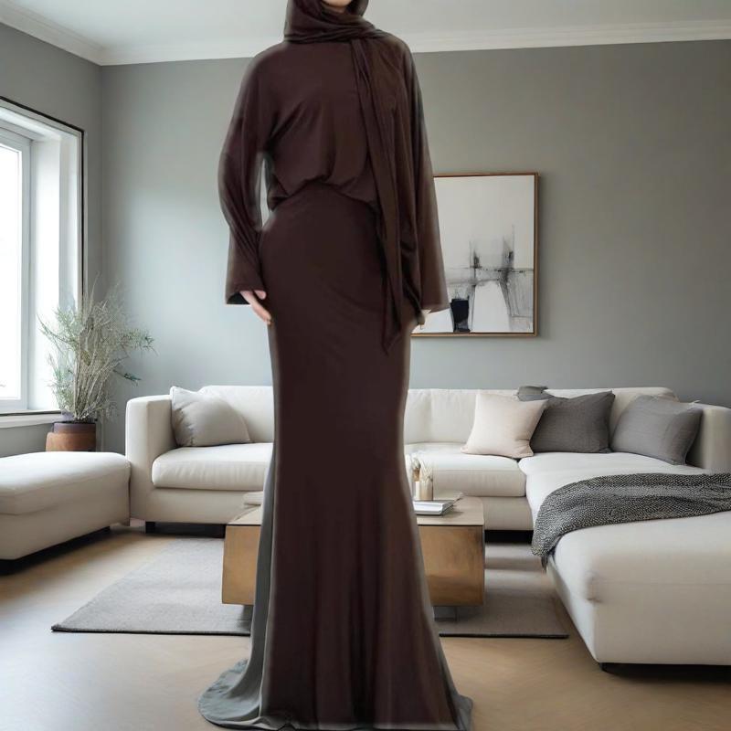 Two-Piece Modest Set with Attached Hijab (MS381)