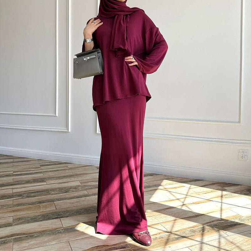 Two-Piece Modest Set with Attached Hijab (MS381)