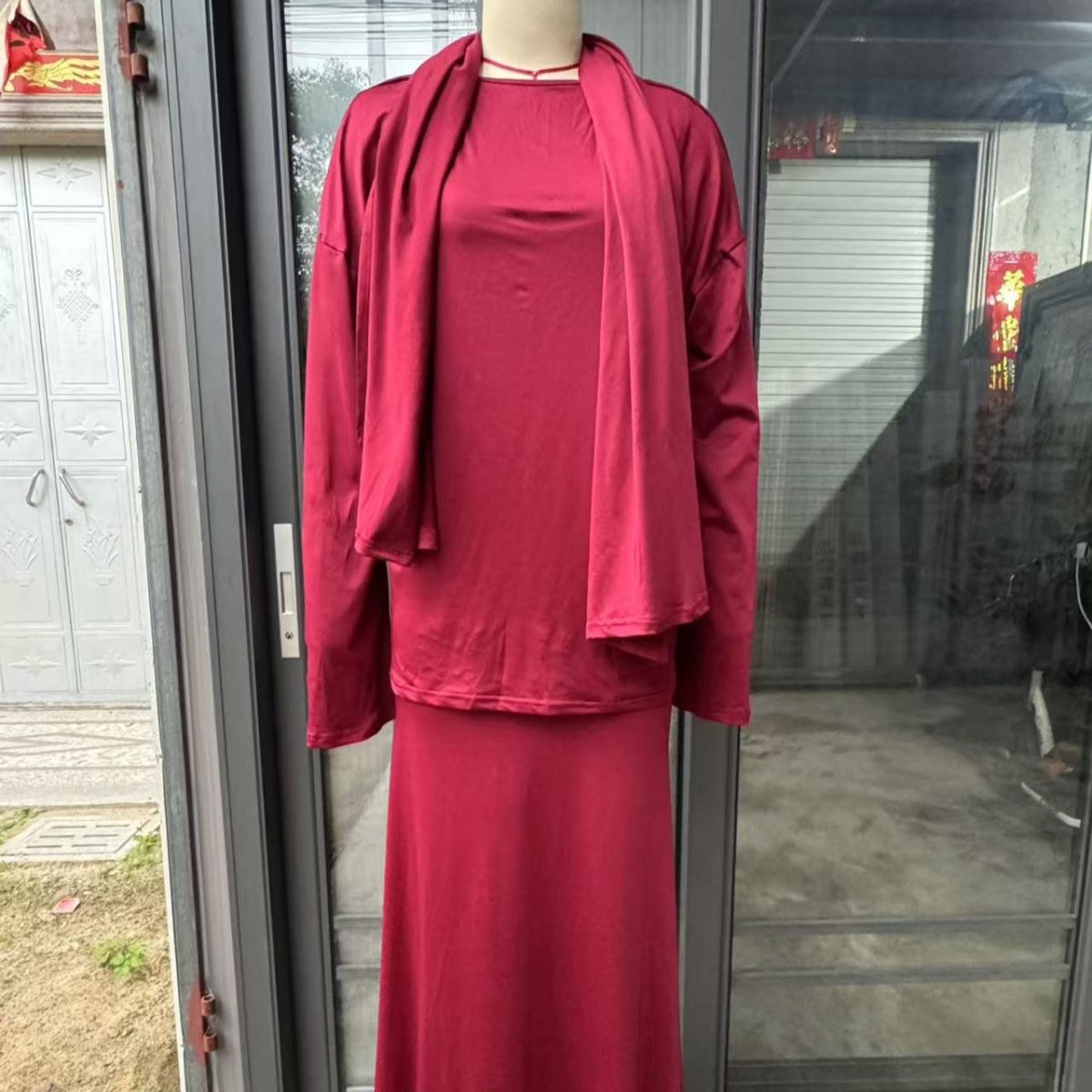 Two-Piece Modest Set with Attached Hijab (MS381)
