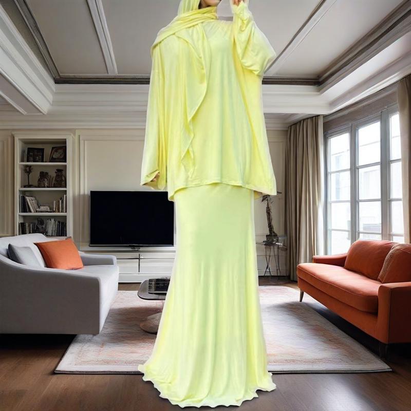 Two-Piece Modest Set with Attached Hijab (MS381)