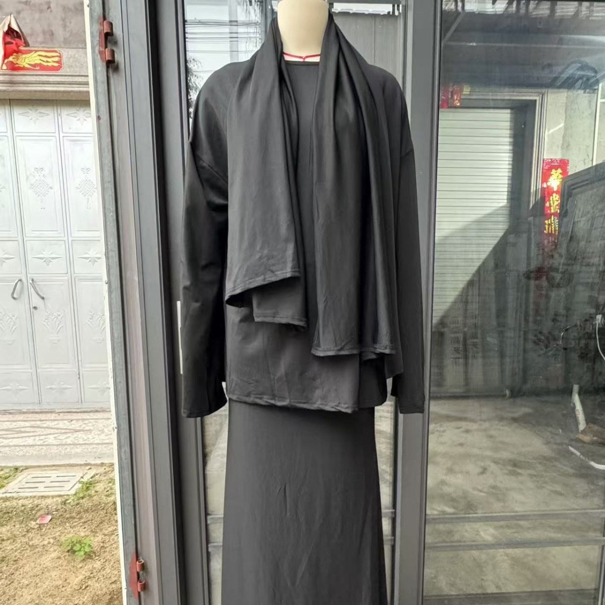 Two-Piece Modest Set with Attached Hijab (MS381)