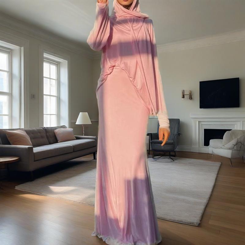Two-Piece Modest Set with Attached Hijab (MS381)