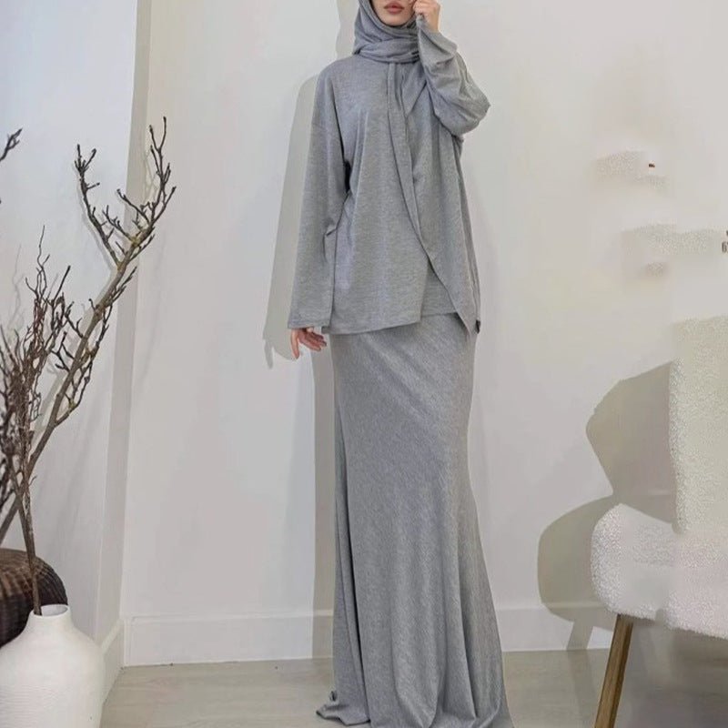 Two-Piece Modest Set with Attached Hijab (MS381)