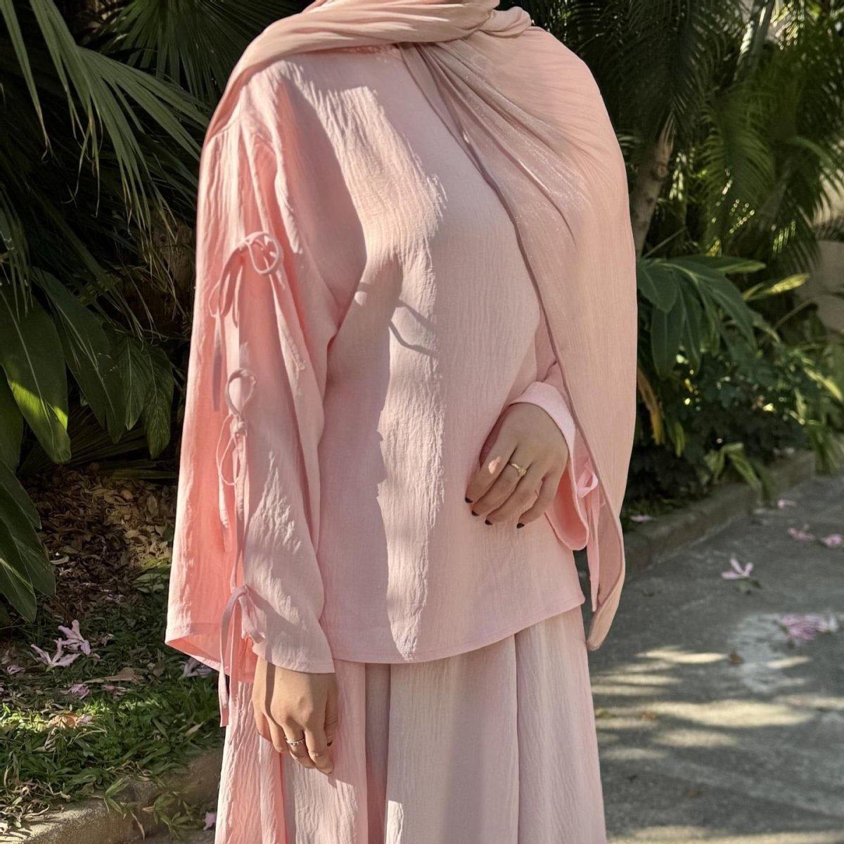 Two-Piece Tunic & Maxi Skirt Set with Pockets (MS379)