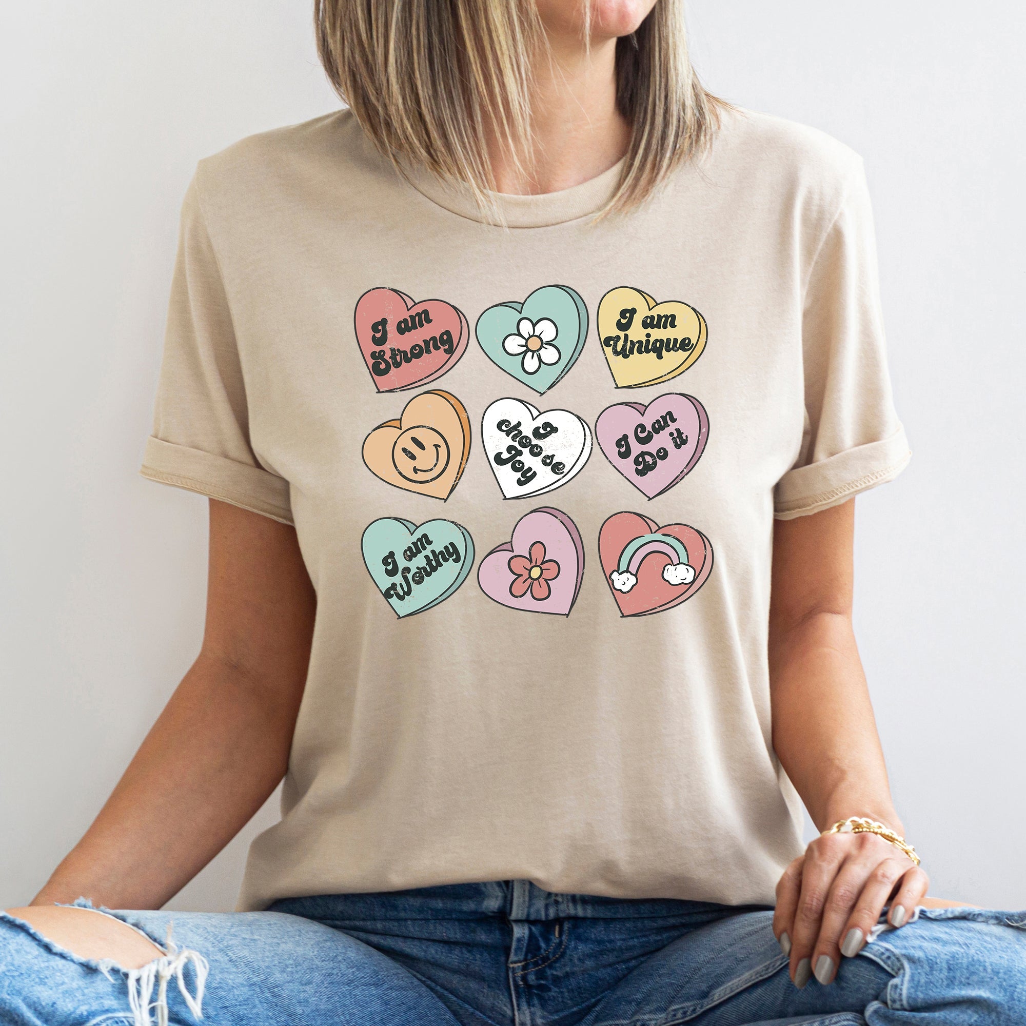 Valentine's Sweet Hearts Candy Heart Edition Premium Soft Lightweight Everyday Graphic Tee