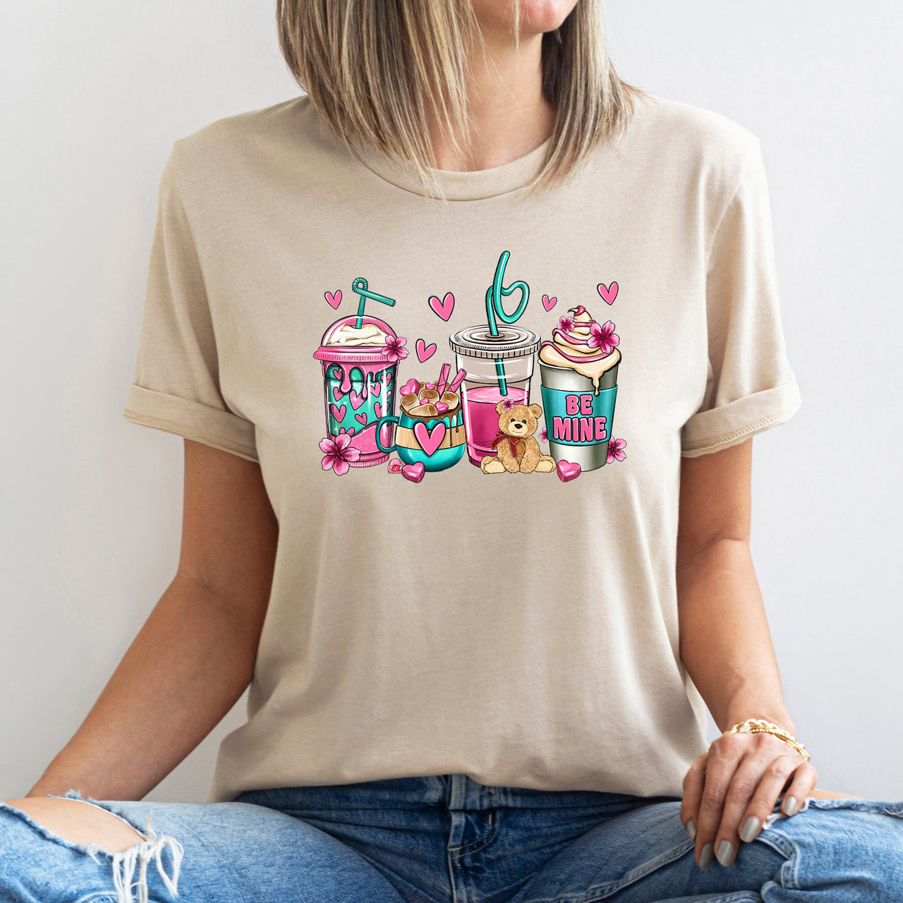 Valentine's Coffee Lover Cozy Hearts Edition Soft And Bold For Everyday Coffee Moments Graphic Tee