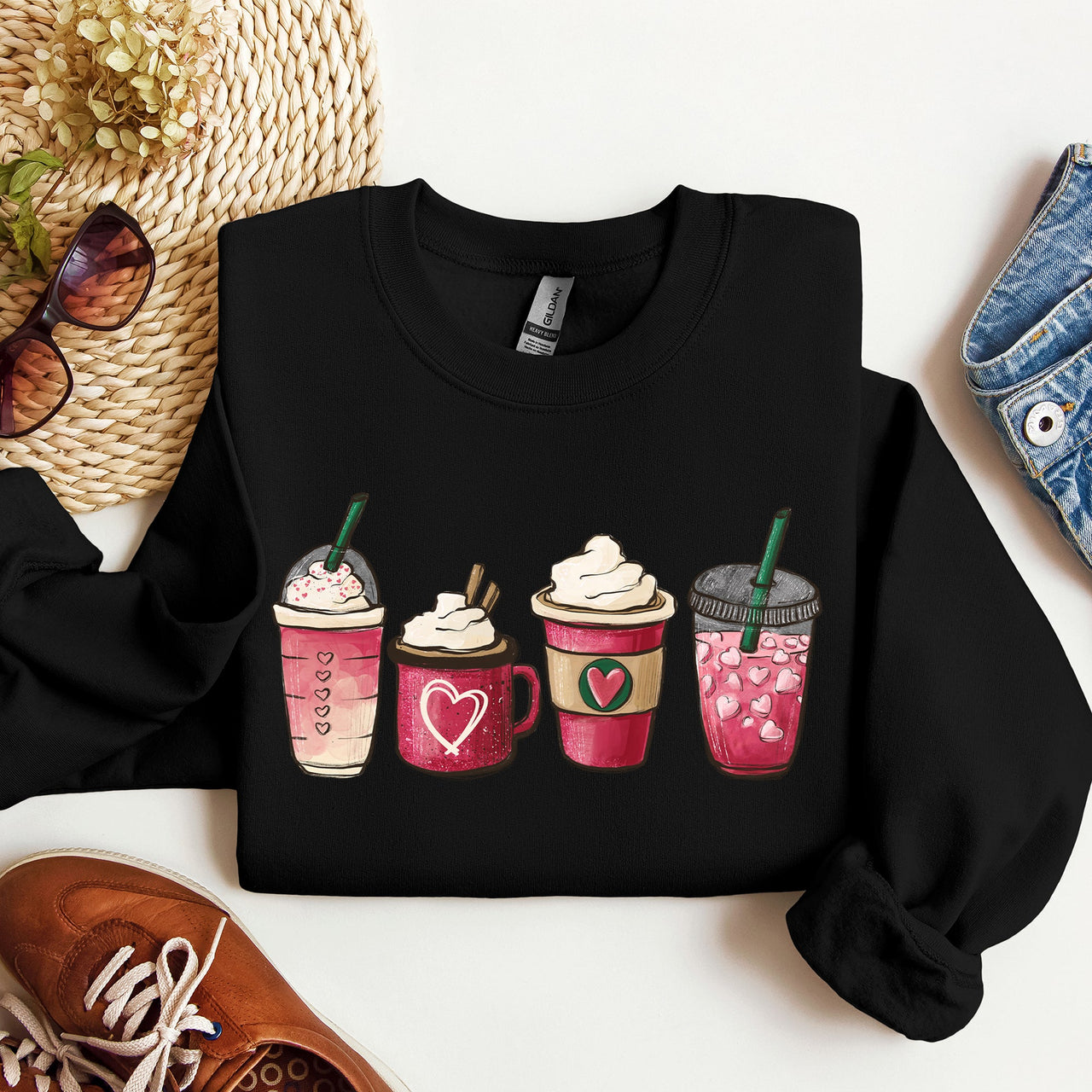 Valentine's Coffee And Drinks Cozy Edition For Coffee Lovers Forever Graphic Sweatshirt