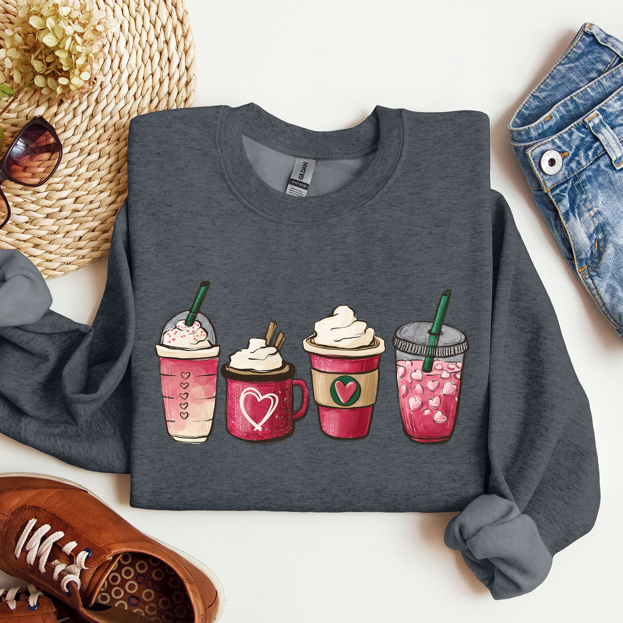 Valentine's Coffee And Drinks Cozy Edition For Coffee Lovers Forever Graphic Sweatshirt