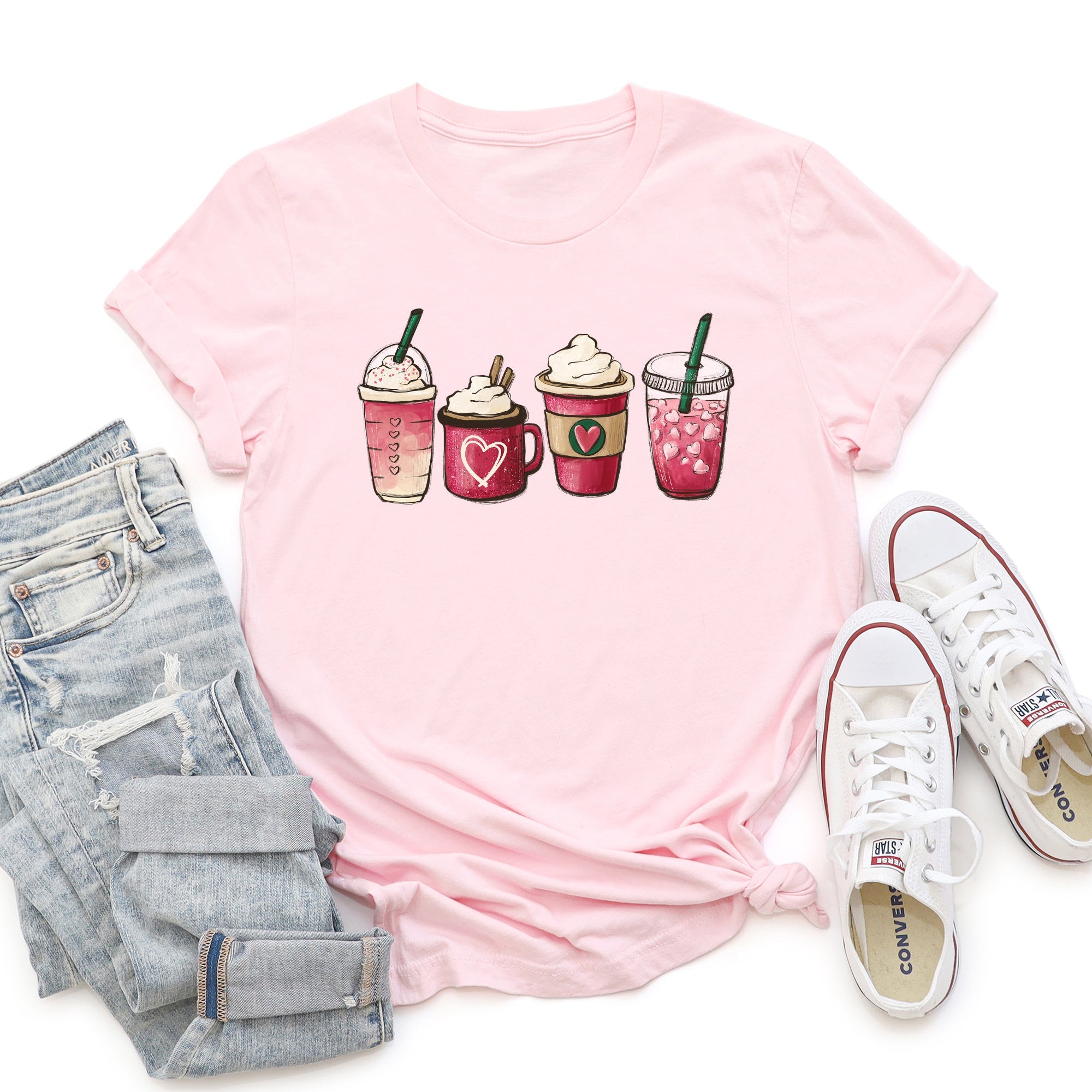 Valentine's Day Coffee Drinks Cupids Latte Art Be Mine Love Letter Cozy Graphic Tee