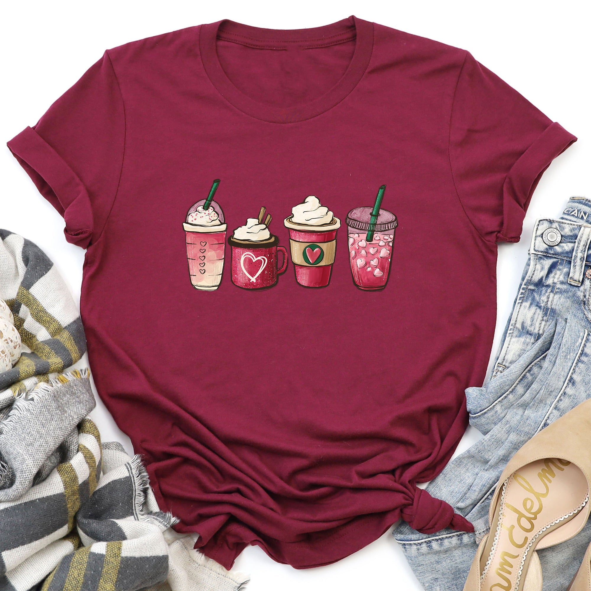 Valentine's Day Coffee Drinks Cupids Latte Art Be Mine Love Letter Cozy Graphic Tee
