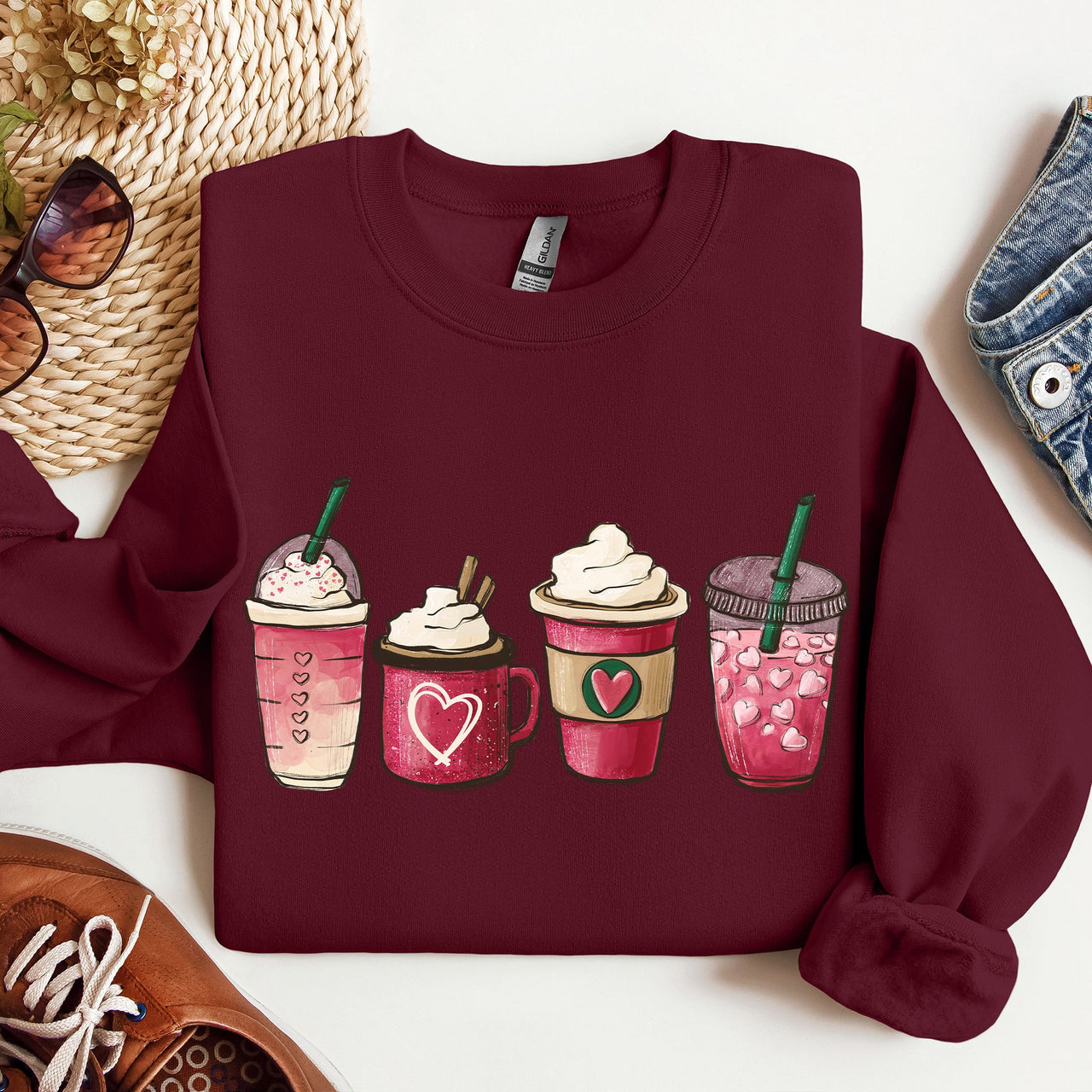 Valentine's Coffee And Drinks Cozy Edition For Coffee Lovers Forever Graphic Sweatshirt