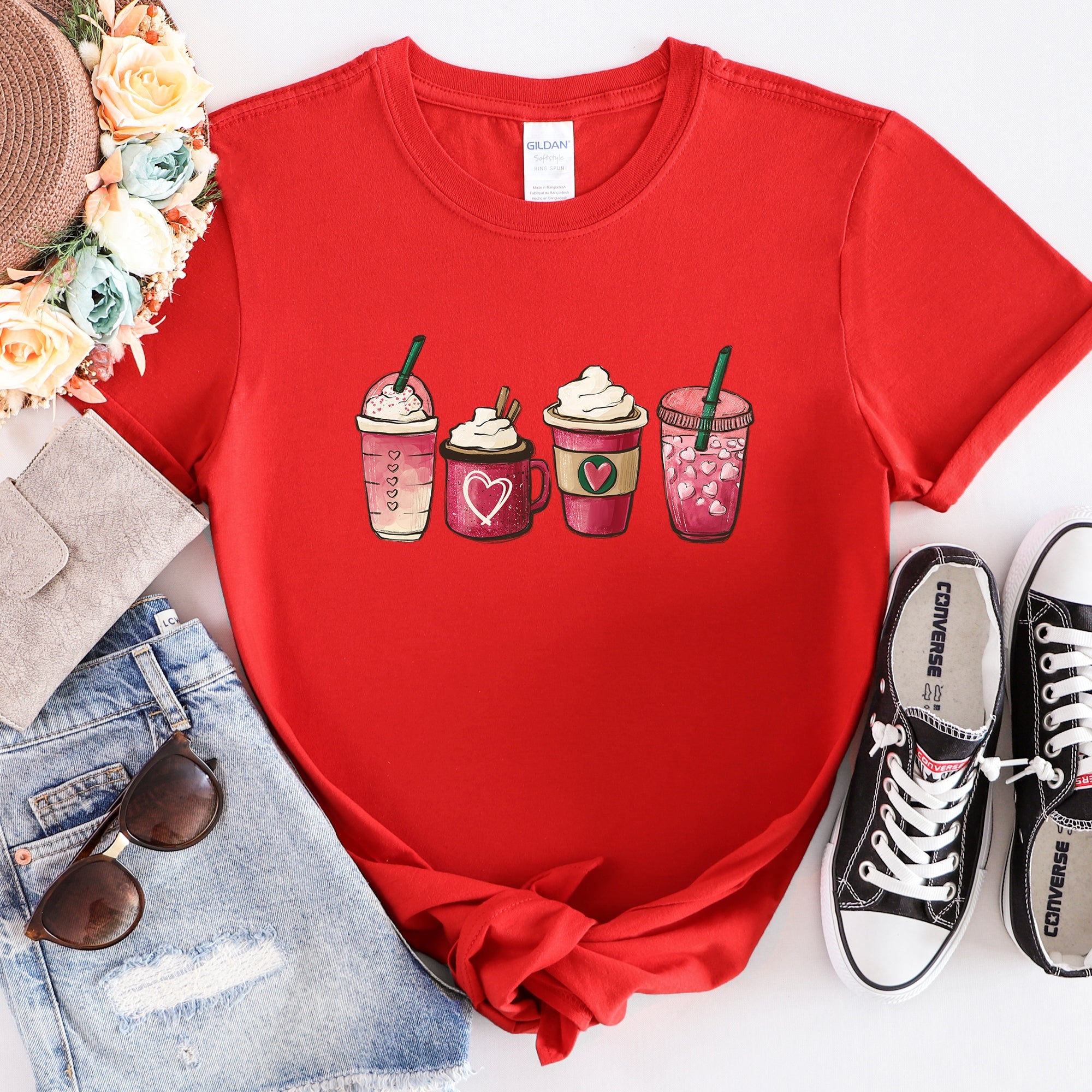 Valentine's Day Coffee Drinks Cupids Latte Art Be Mine Love Letter Cozy Graphic Tee