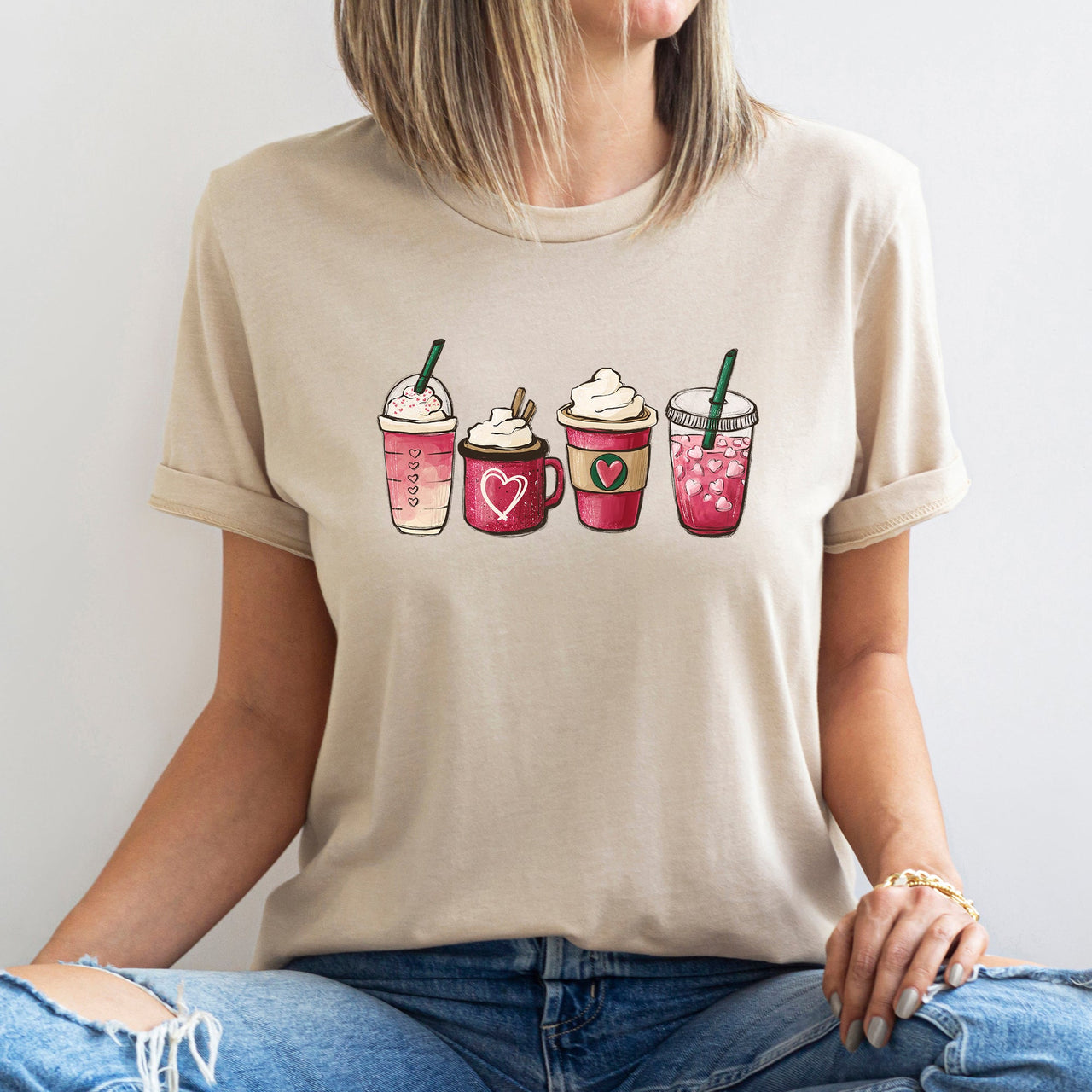 Valentine's Day Coffee Drinks Cupids Latte Art Be Mine Love Letter Cozy Graphic Tee