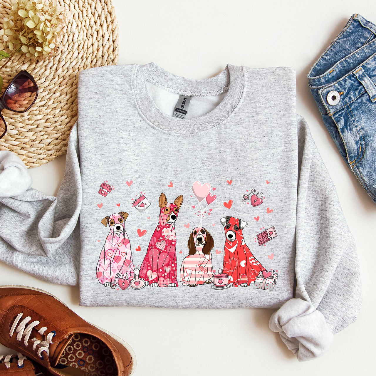 Valentine Ghost Dogs Whimsical Pet Portrait Design For Dog Lovers Everywhere Sweatshirt