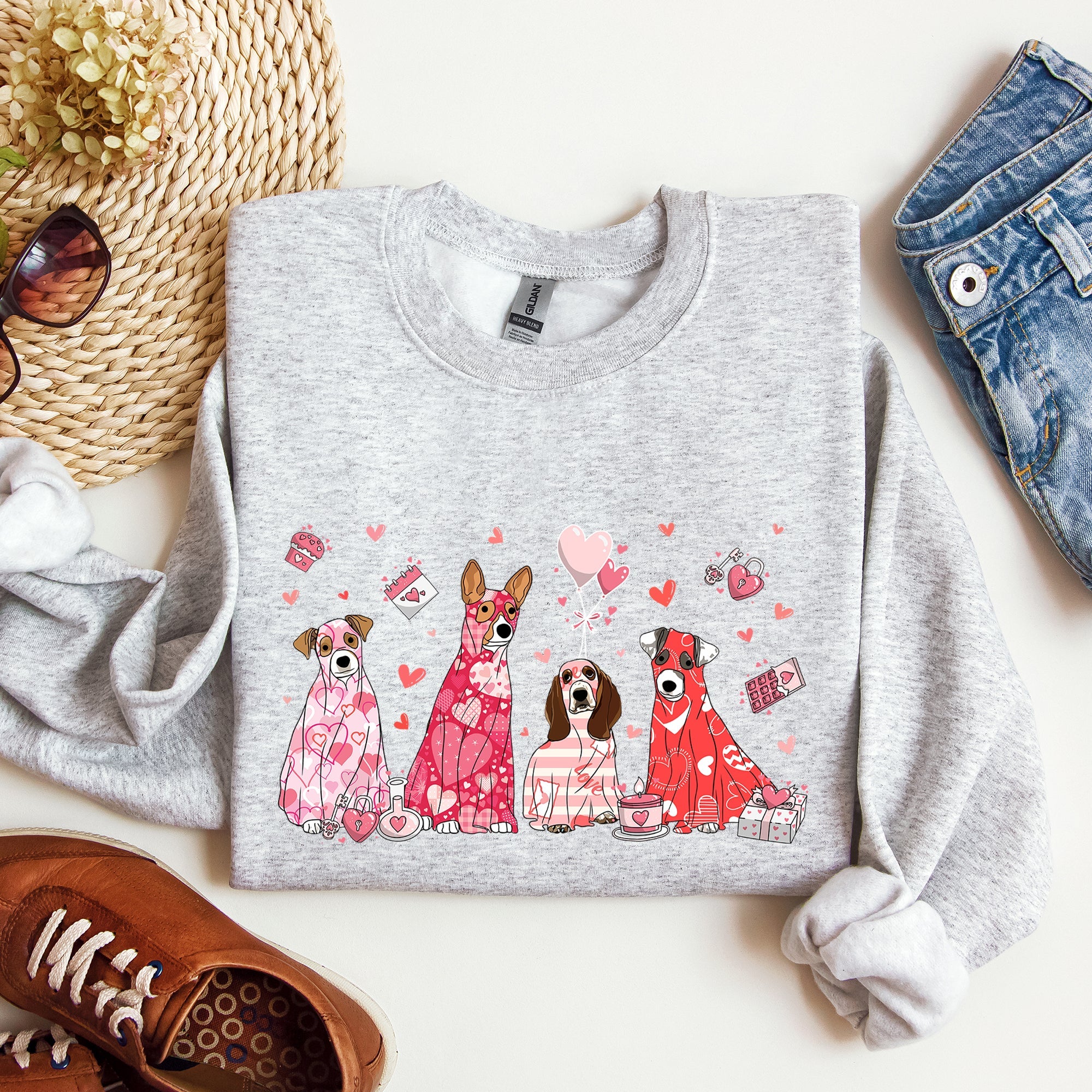 Valentine Ghost Dogs Whimsical Pet Portrait Design For Dog Lovers Everywhere Sweatshirt