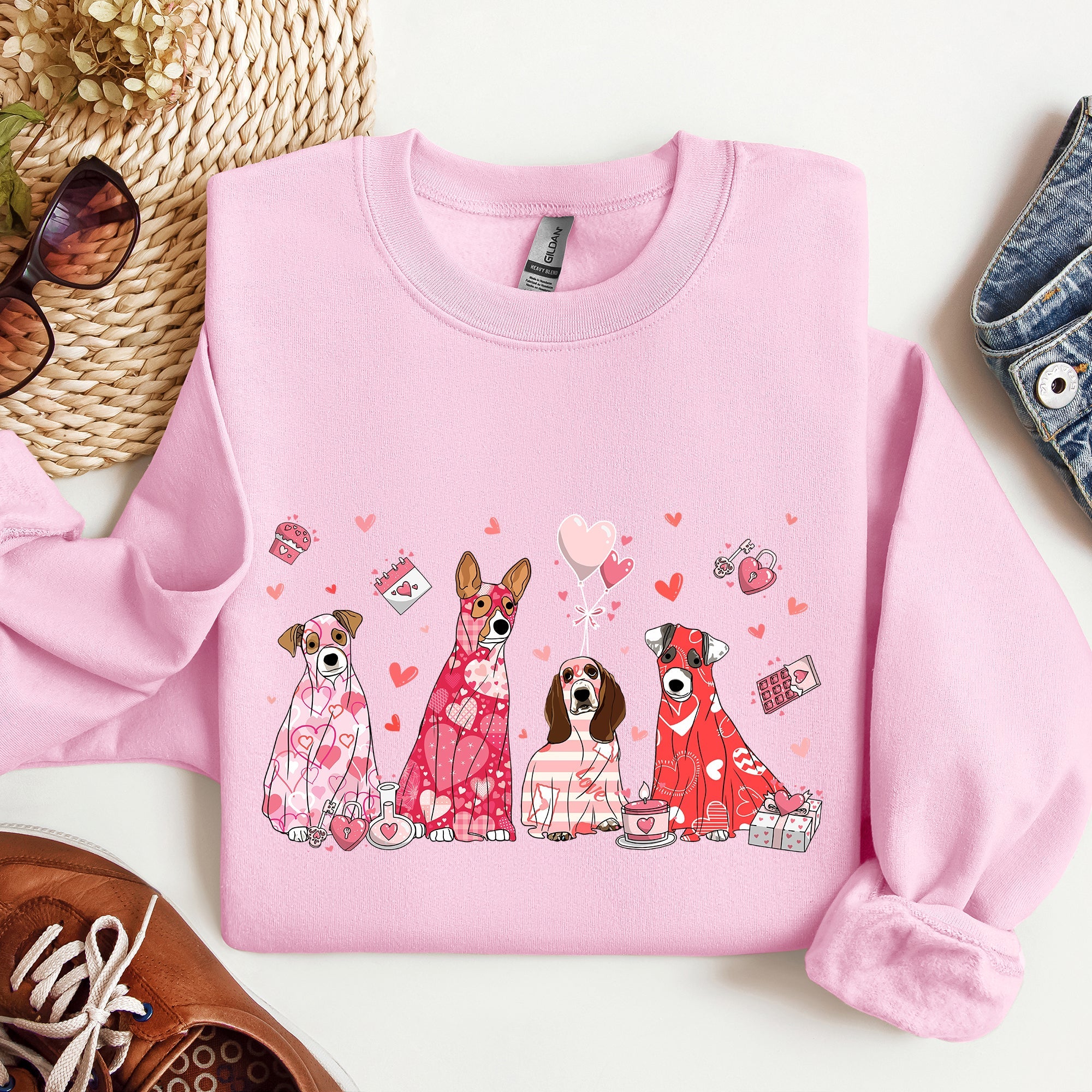 Valentine Ghost Dogs Whimsical Pet Portrait Design For Dog Lovers Everywhere Sweatshirt