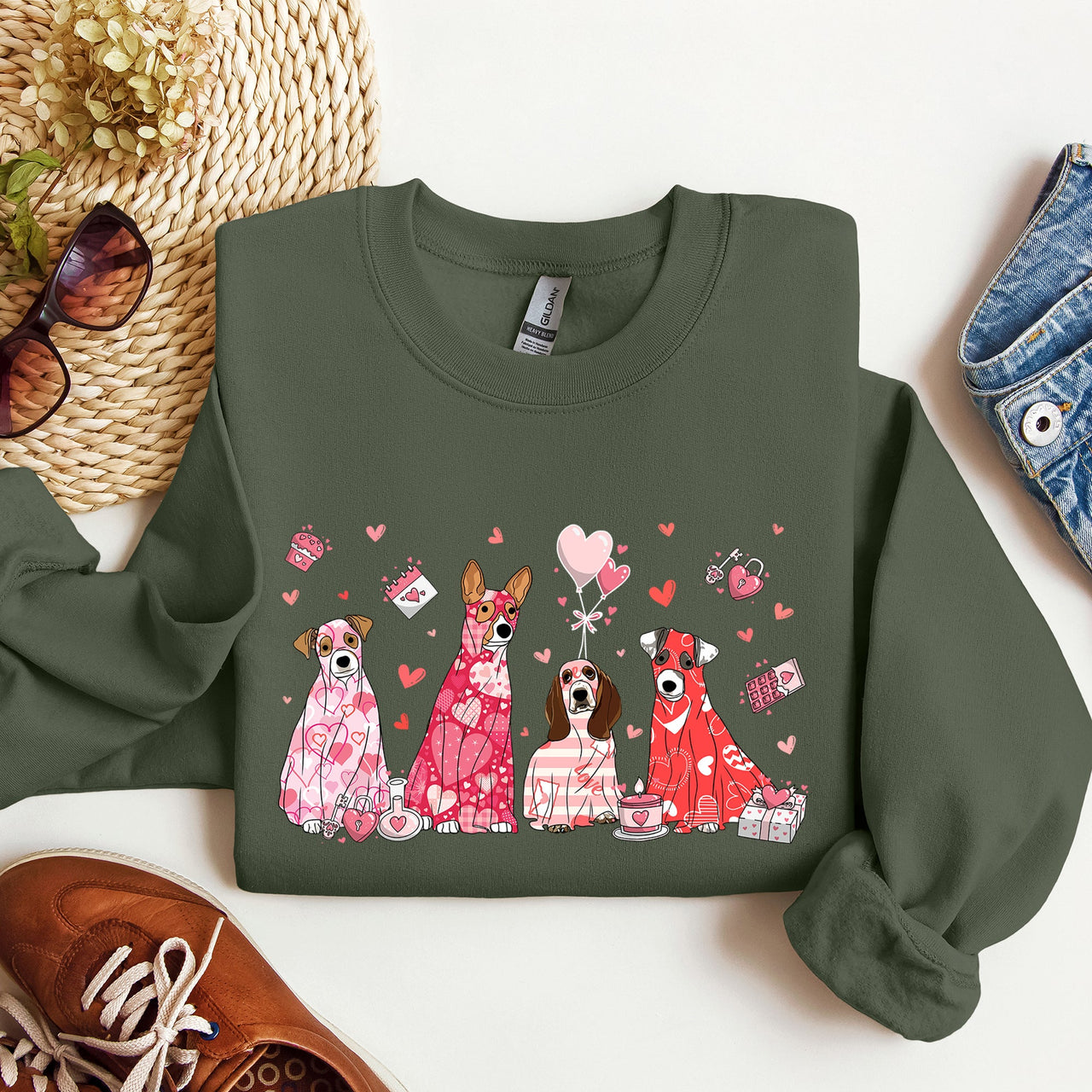 Valentine Ghost Dogs Whimsical Pet Portrait Design For Dog Lovers Everywhere Sweatshirt