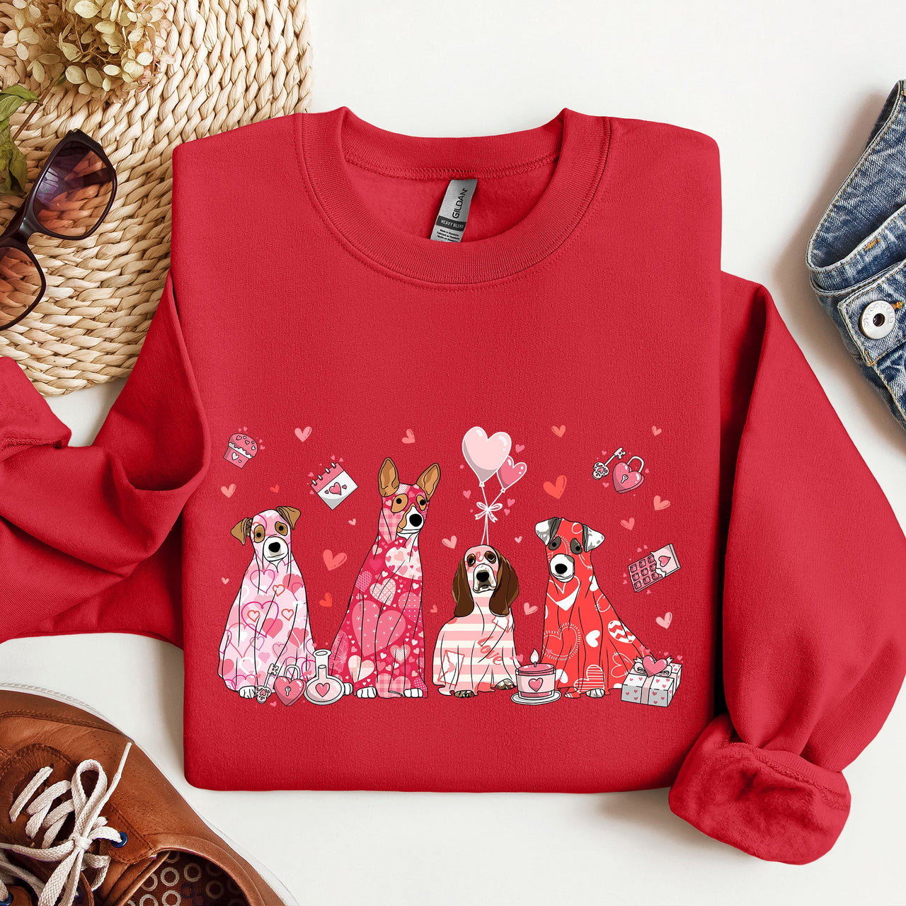 Valentine Ghost Dogs Whimsical Pet Portrait Design For Dog Lovers Everywhere Sweatshirt