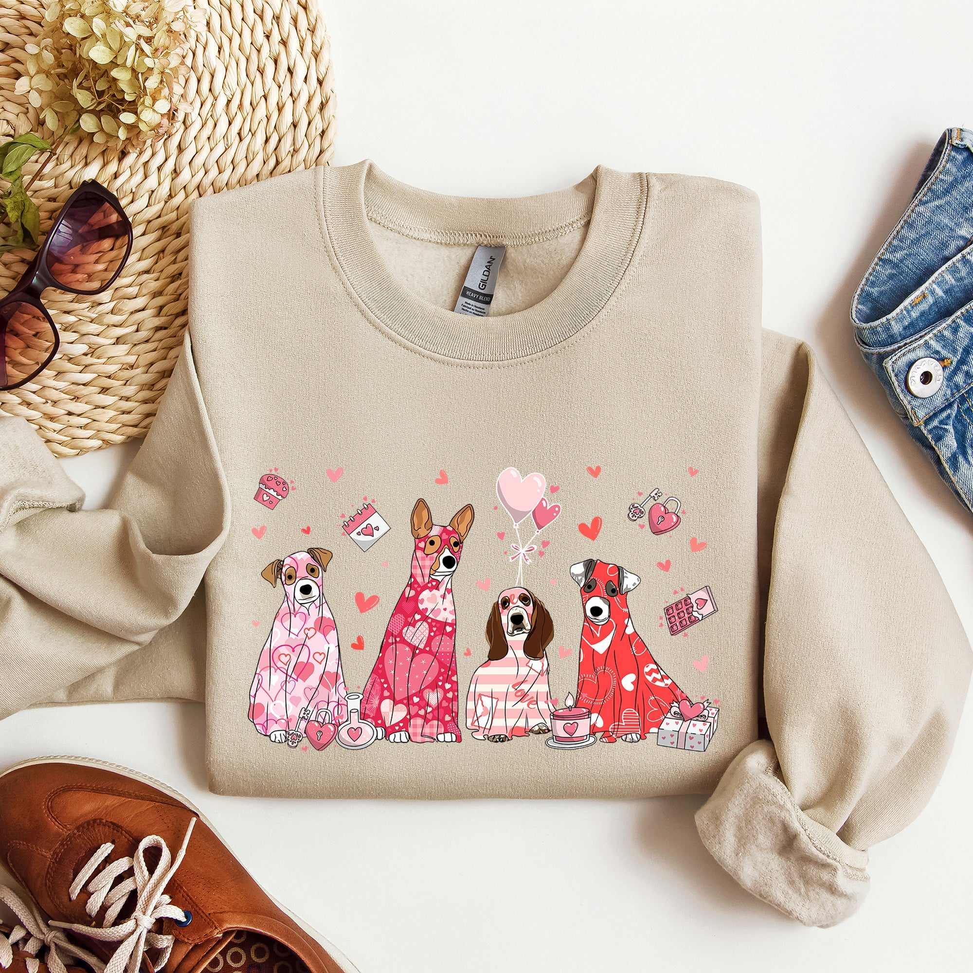 Valentine Ghost Dogs Whimsical Pet Portrait Design For Dog Lovers Everywhere Sweatshirt