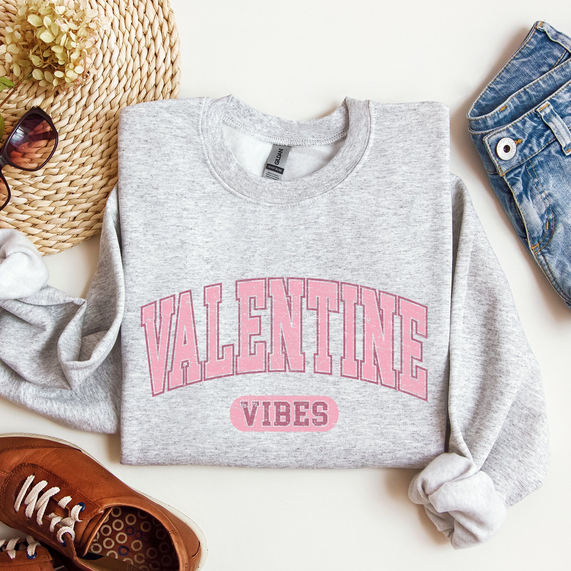 Valentine Vibes Collegiate College University Campus Romance Deluxe Edition Sweatshirt