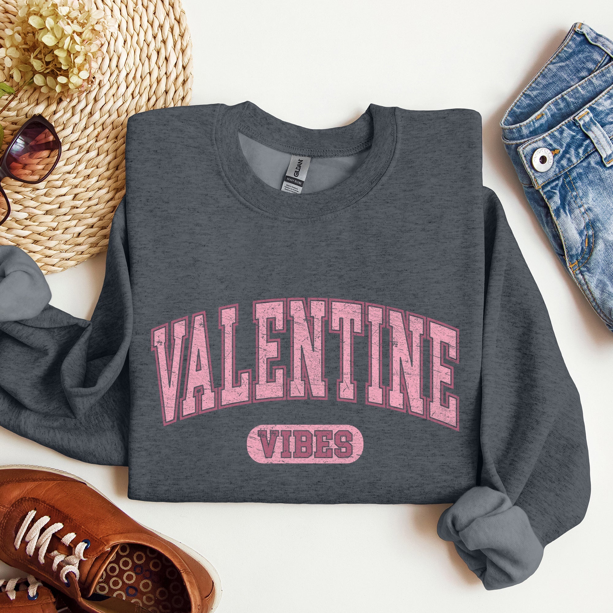 Valentine Vibes Collegiate College University Campus Romance Deluxe Edition Sweatshirt
