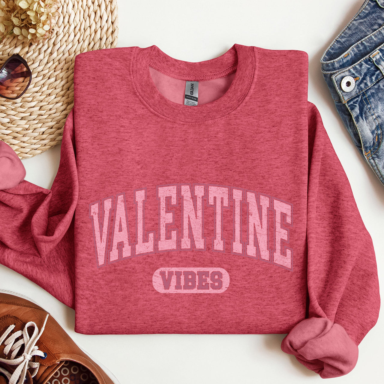 Valentine Vibes Collegiate College University Campus Romance Deluxe Edition Sweatshirt