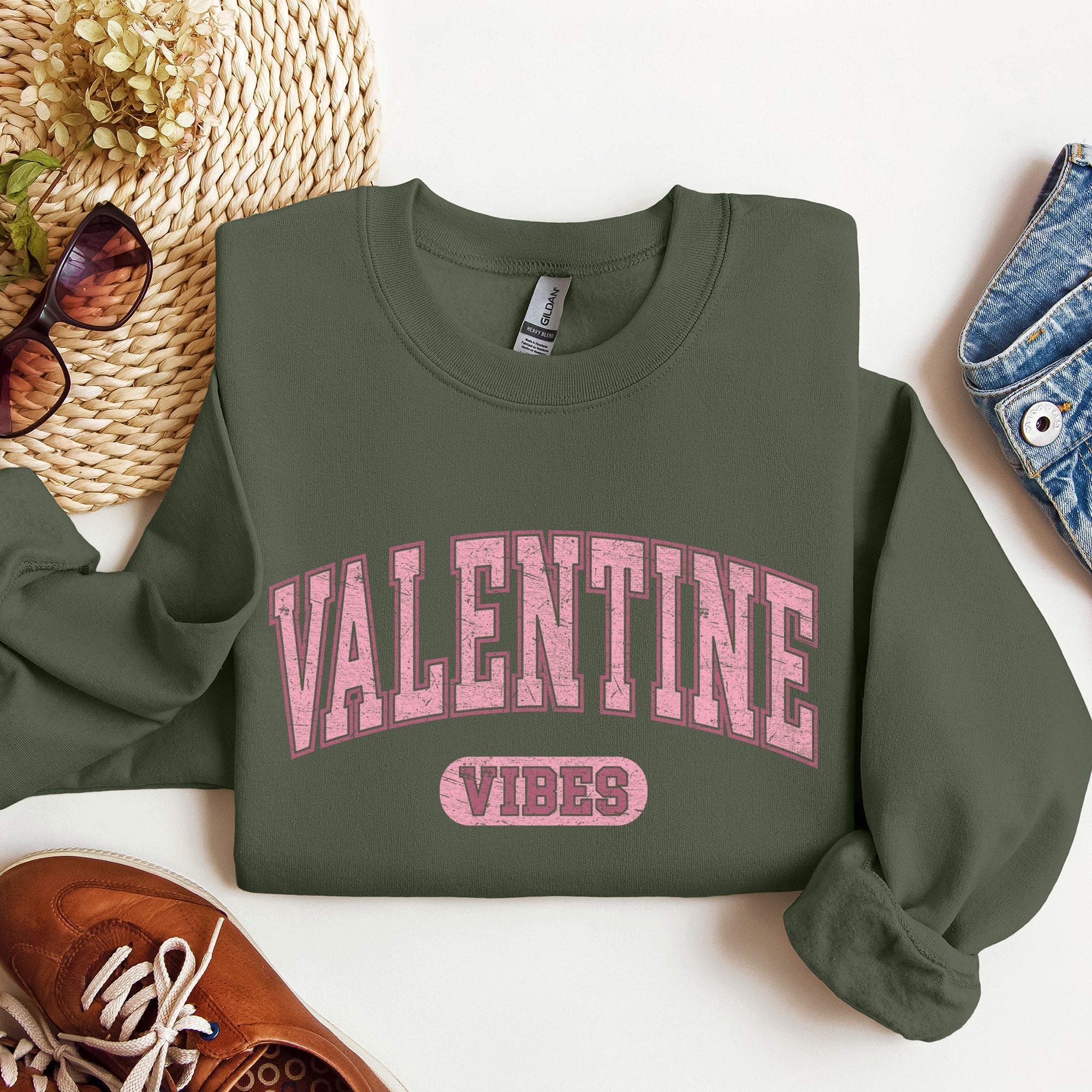 Valentine Vibes Collegiate College University Campus Romance Deluxe Edition Sweatshirt