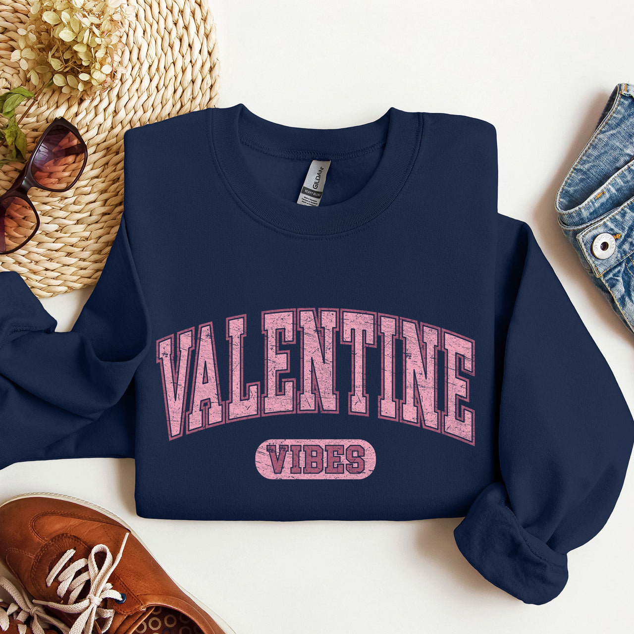Valentine Vibes Collegiate College University Campus Romance Deluxe Edition Sweatshirt