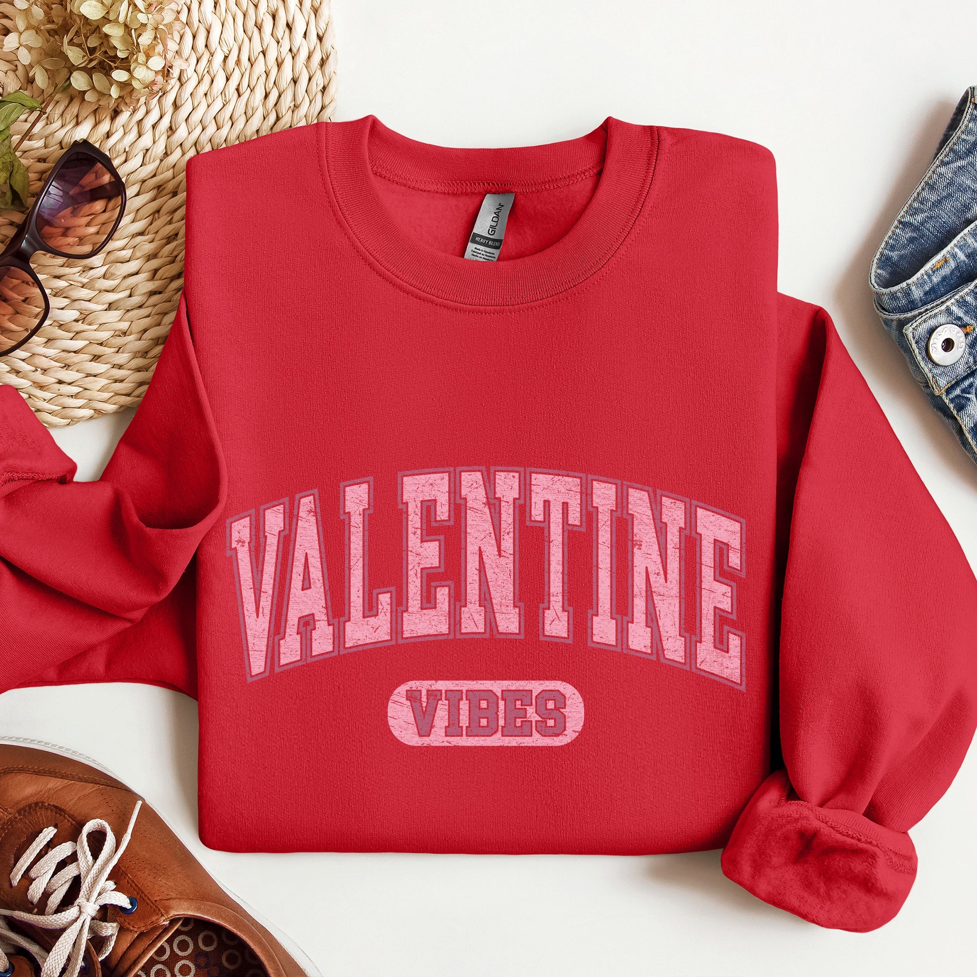 Valentine Vibes Collegiate College University Campus Romance Deluxe Edition Sweatshirt