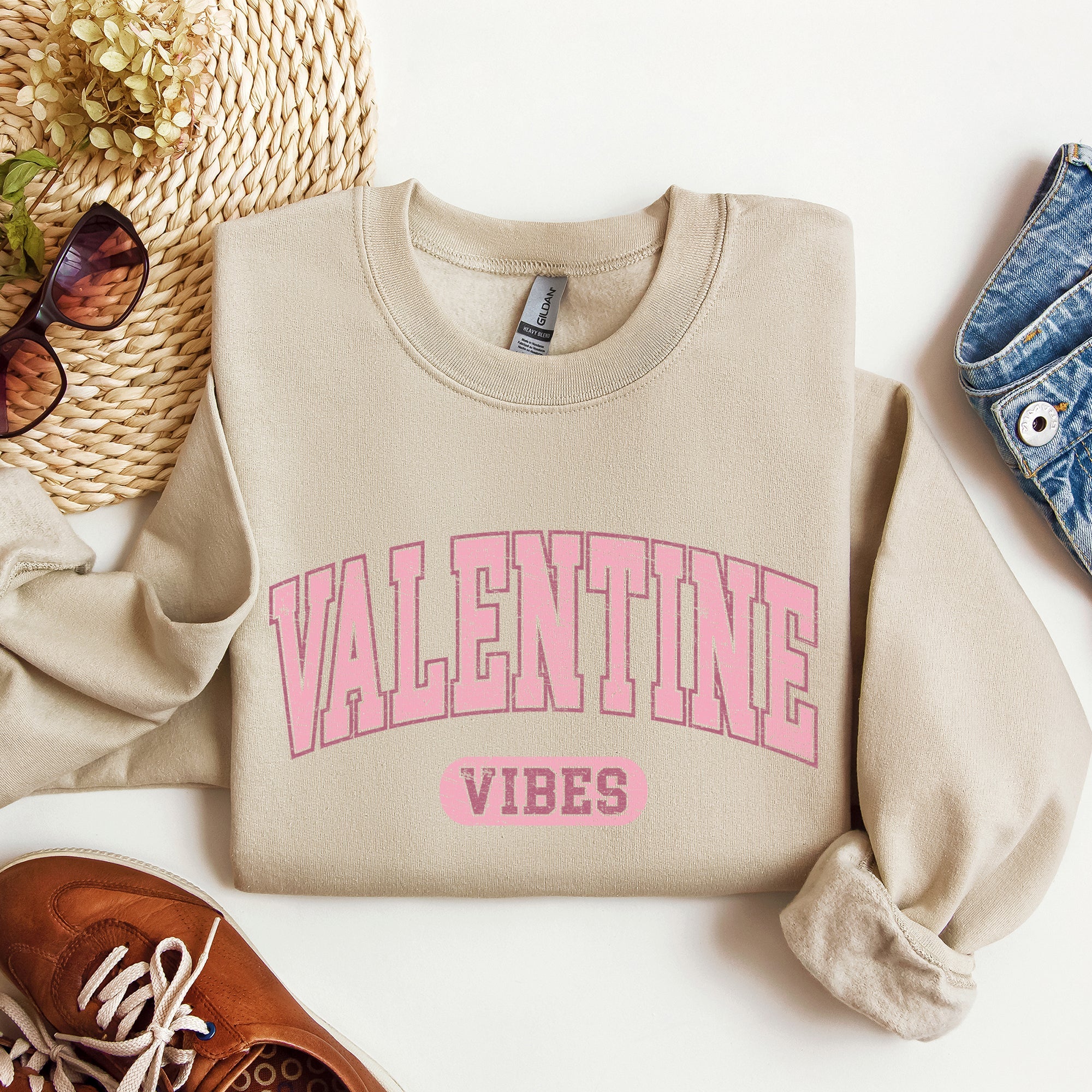 Valentine Vibes Collegiate College University Campus Romance Deluxe Edition Sweatshirt