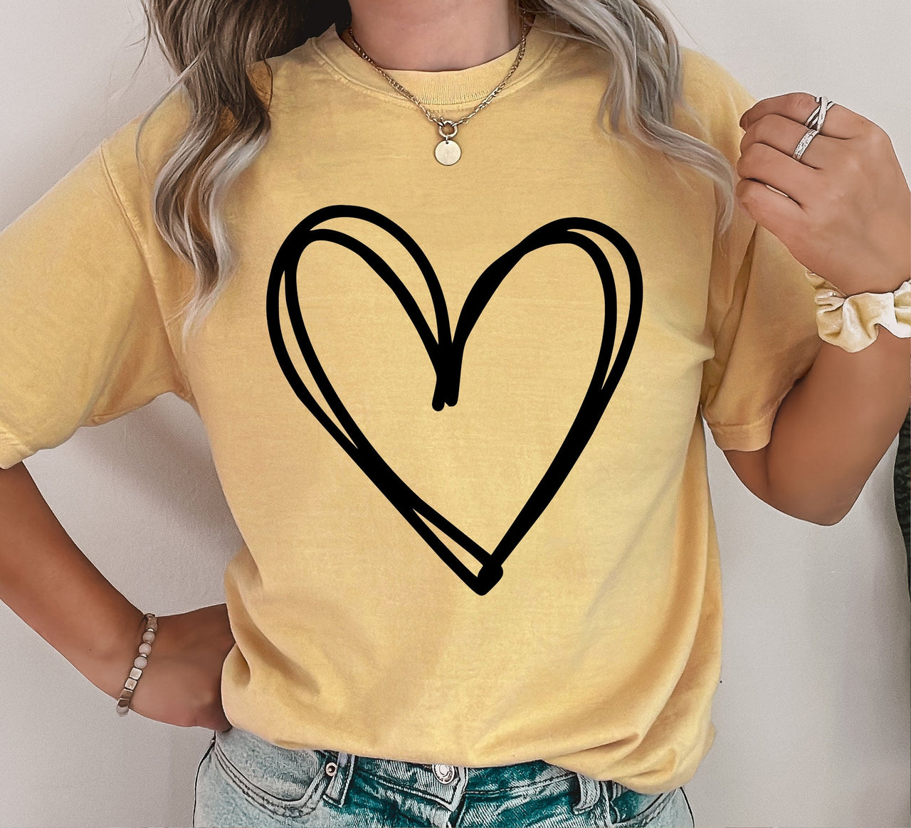 Double Hearts Valentine's Day Heart Motif Print Edition Deluxe Comfort Colors Tee