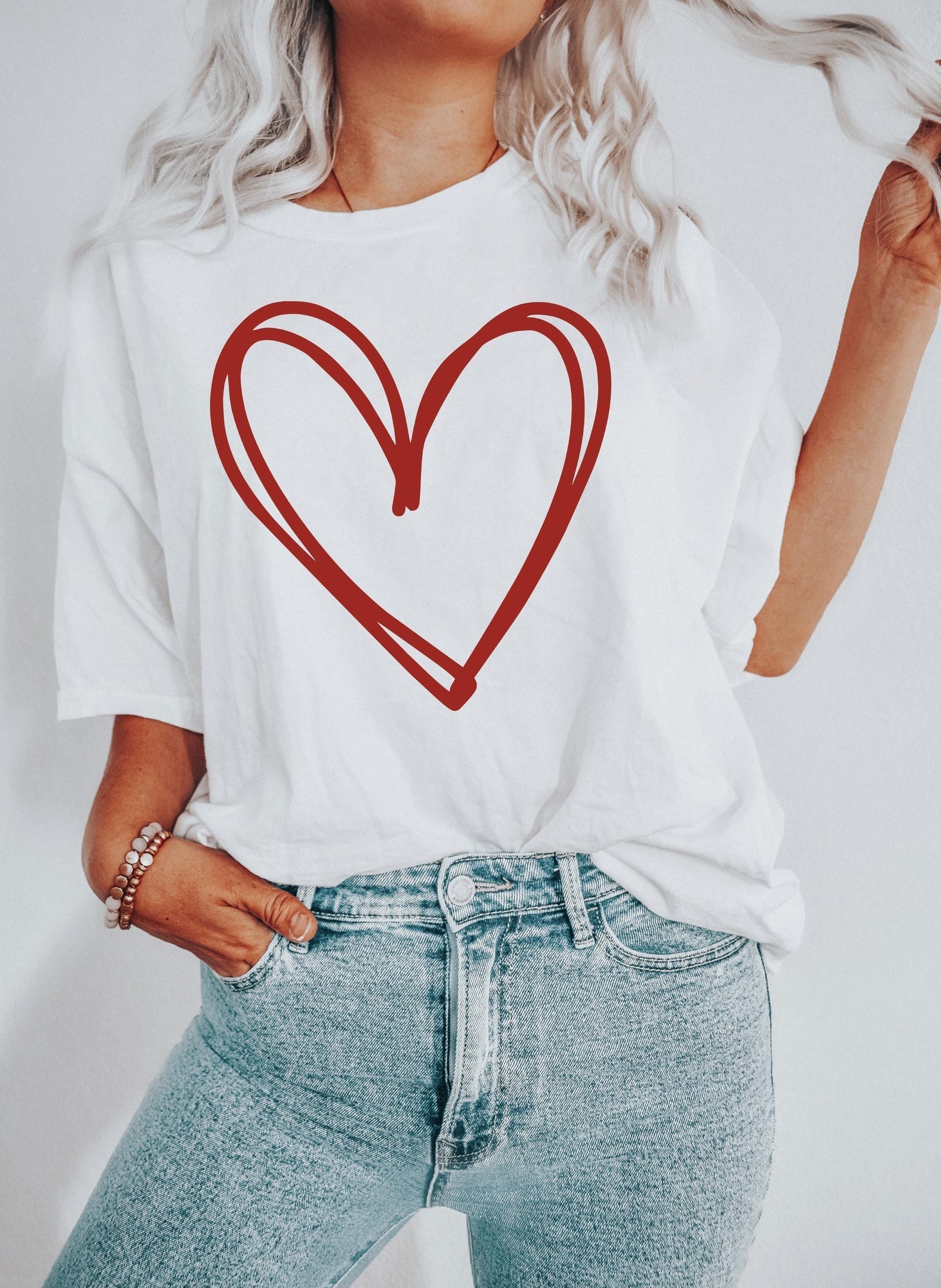 Double Hearts Valentine's Day Romantic Love Theme With Heart Motifs And Cozy Comfort Colors Tee