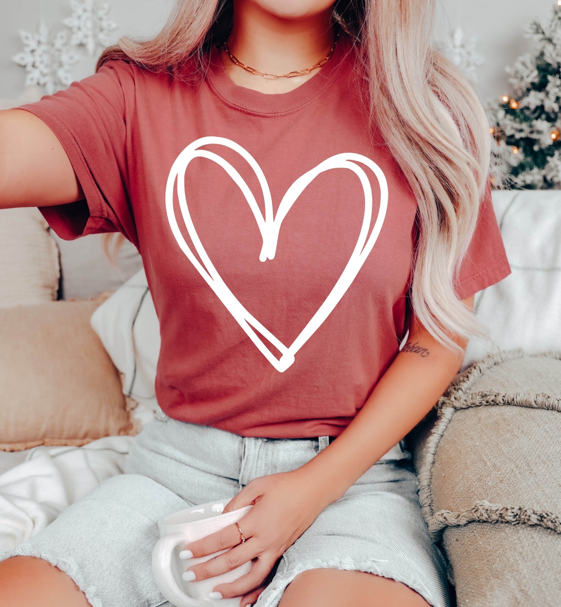 Double Hearts Valentine's Day Romantic Hearts Love Theme Print For Couples Comfort Colors Tee