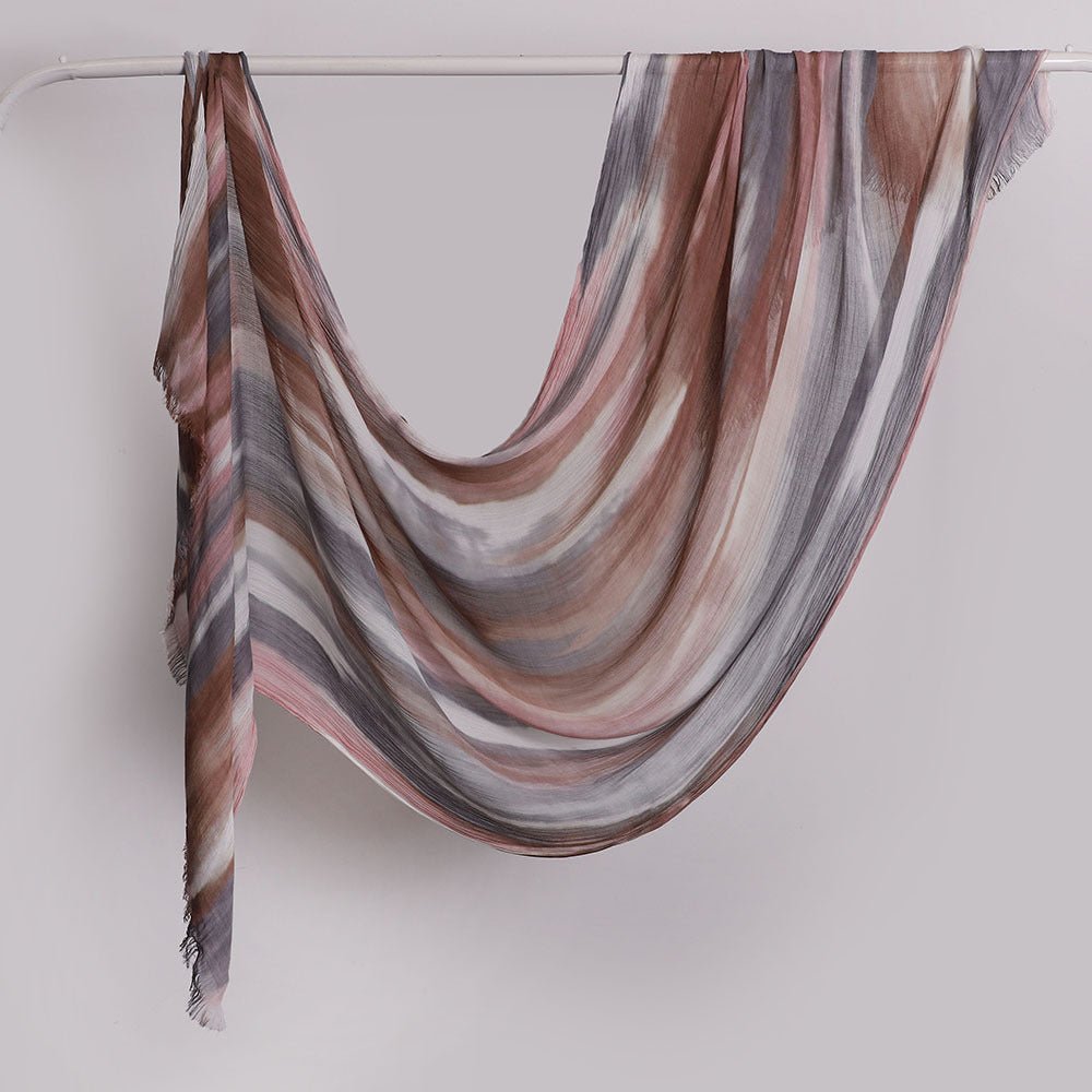 Versatile Printed Striped Pleated Shawl Hijab (MH180)