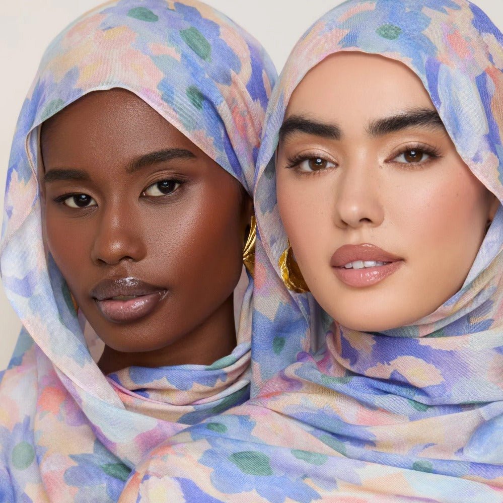Vibrant Floral Print Scarf Hijab | Lightweight Botanical Headscarf  (MH159)