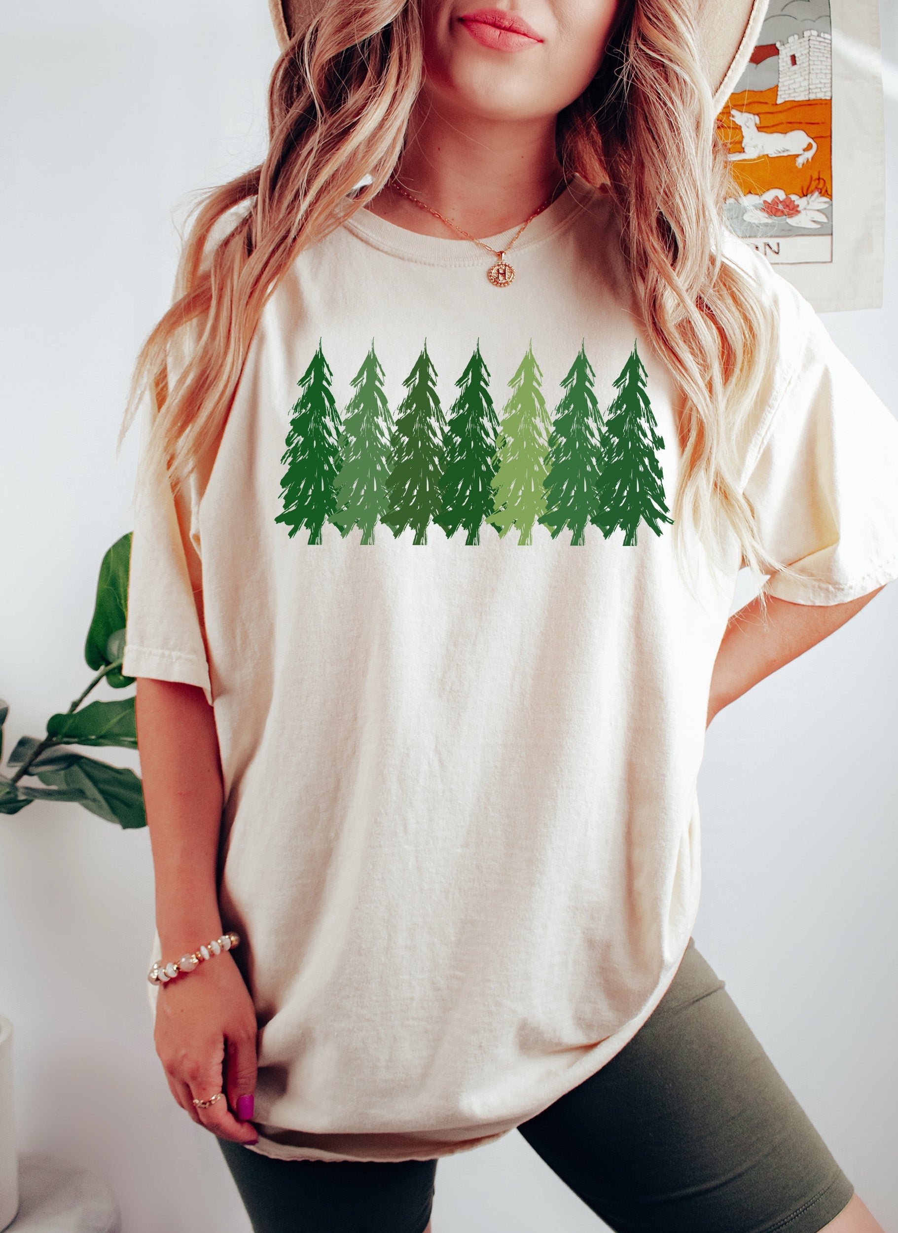 Pine Trees And Shades Of Green Comfort Colors Tee
