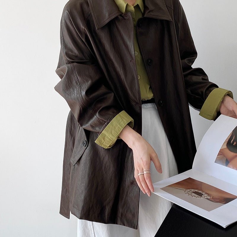 Vintage Faux Leather Jacket (MS149)