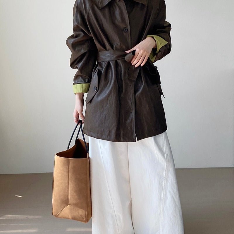 Vintage Faux Leather Jacket (MS149)