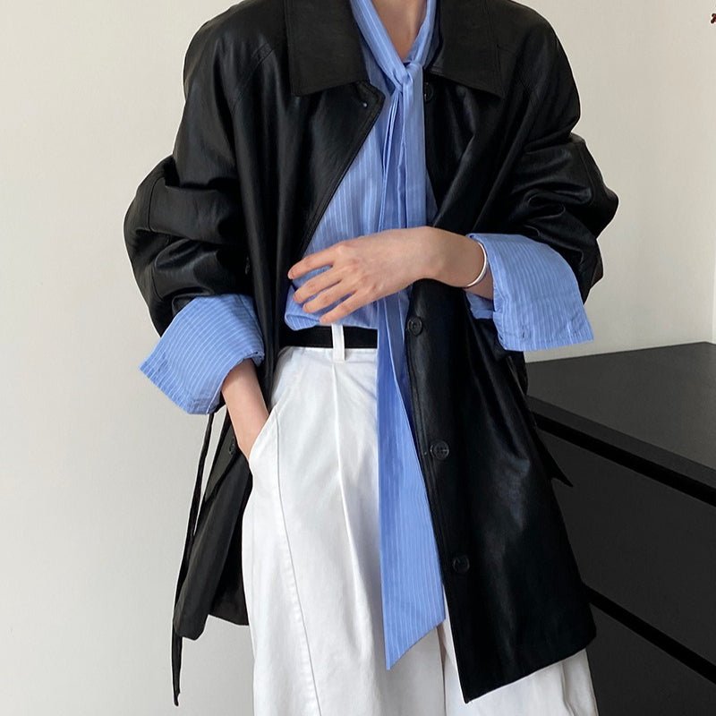 Vintage Faux Leather Jacket (MS149)