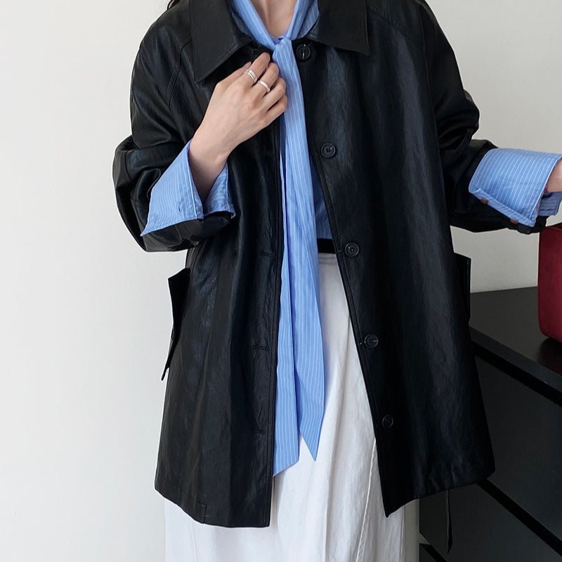 Vintage Faux Leather Jacket (MS149)
