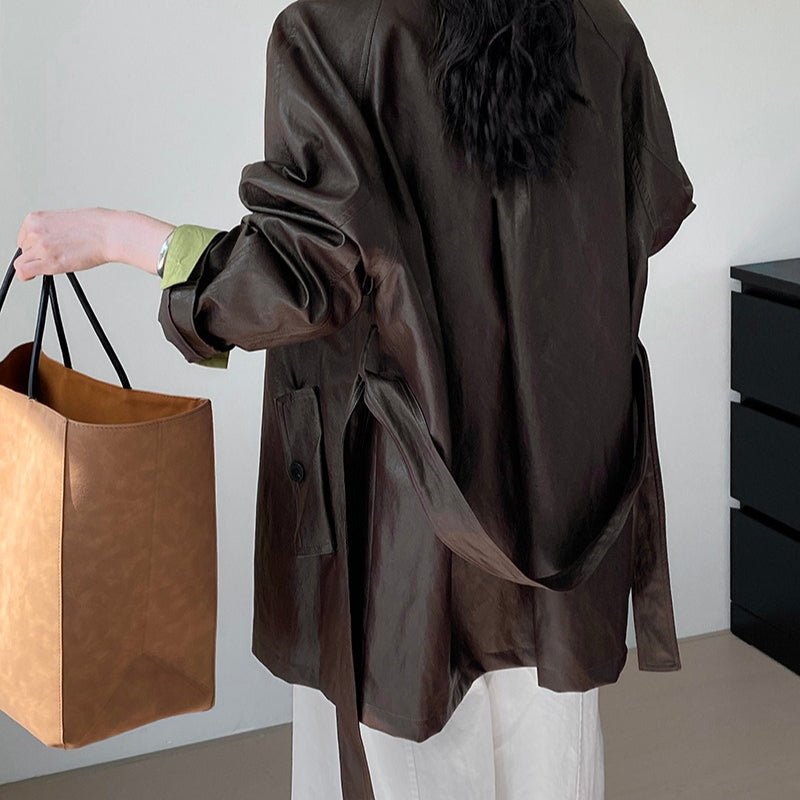 Vintage Faux Leather Jacket (MS149)