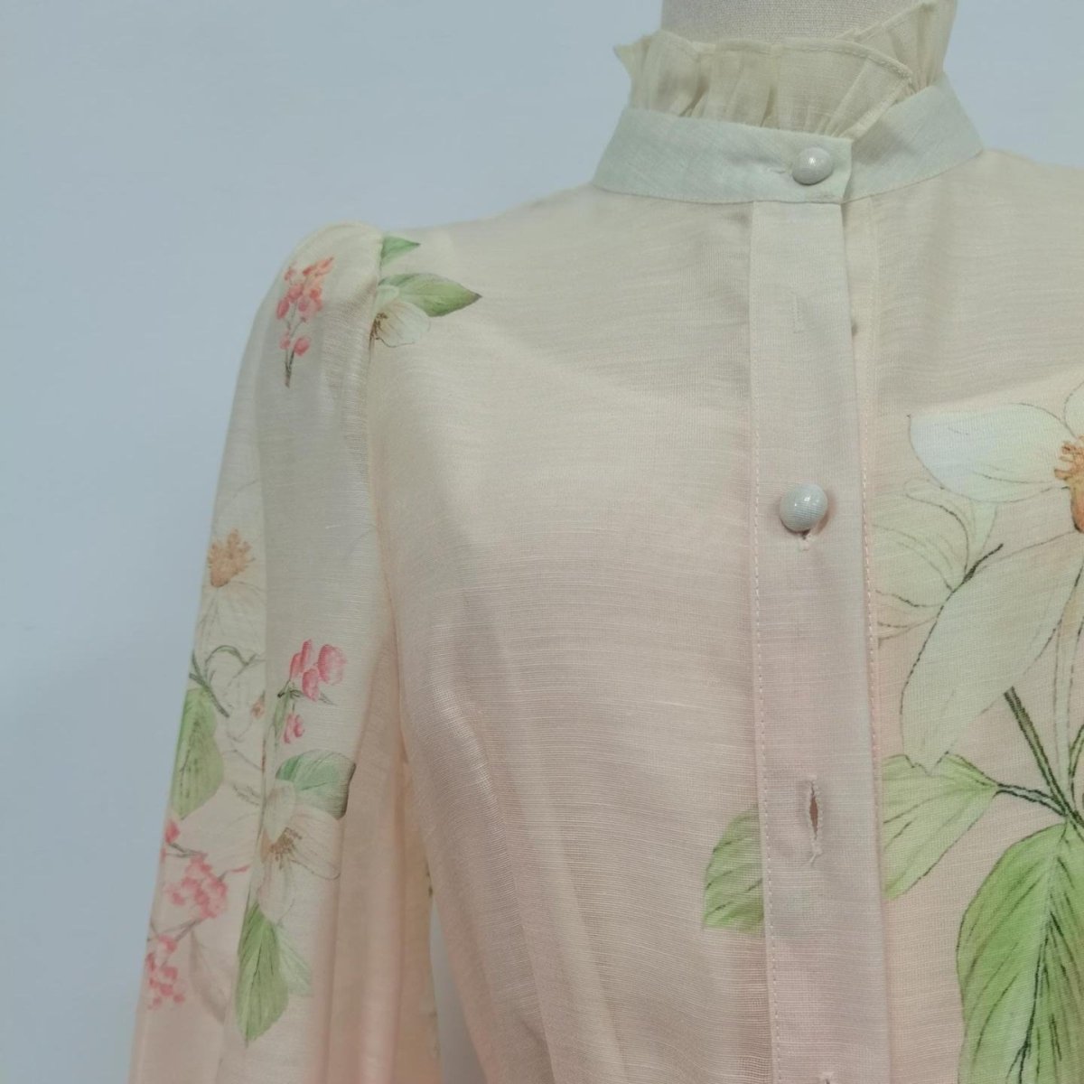 Vintage Floral Print Dress with Ruffle Collar(MS357)