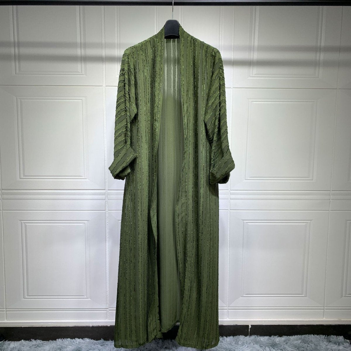 Vintage Knitted Cardigan Abaya | Modest Longline Open Front Jacket for Women (MOA217)