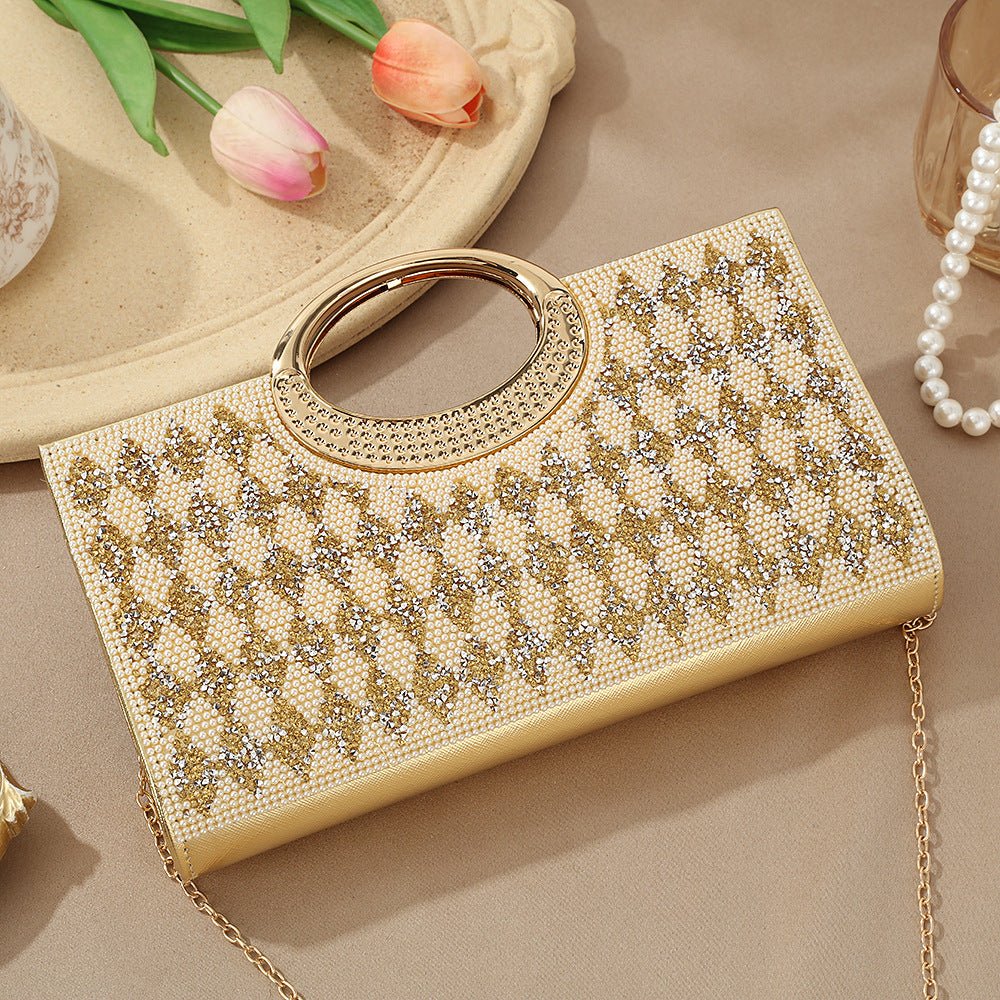 Vintage Large Circular Handle Rhinestone Sparkly Clutch Bag(MAC430)